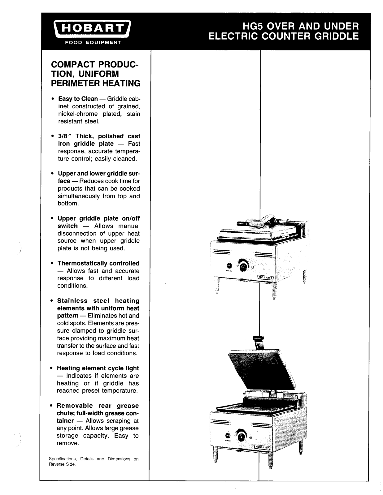 Hobart HG5 User Manual