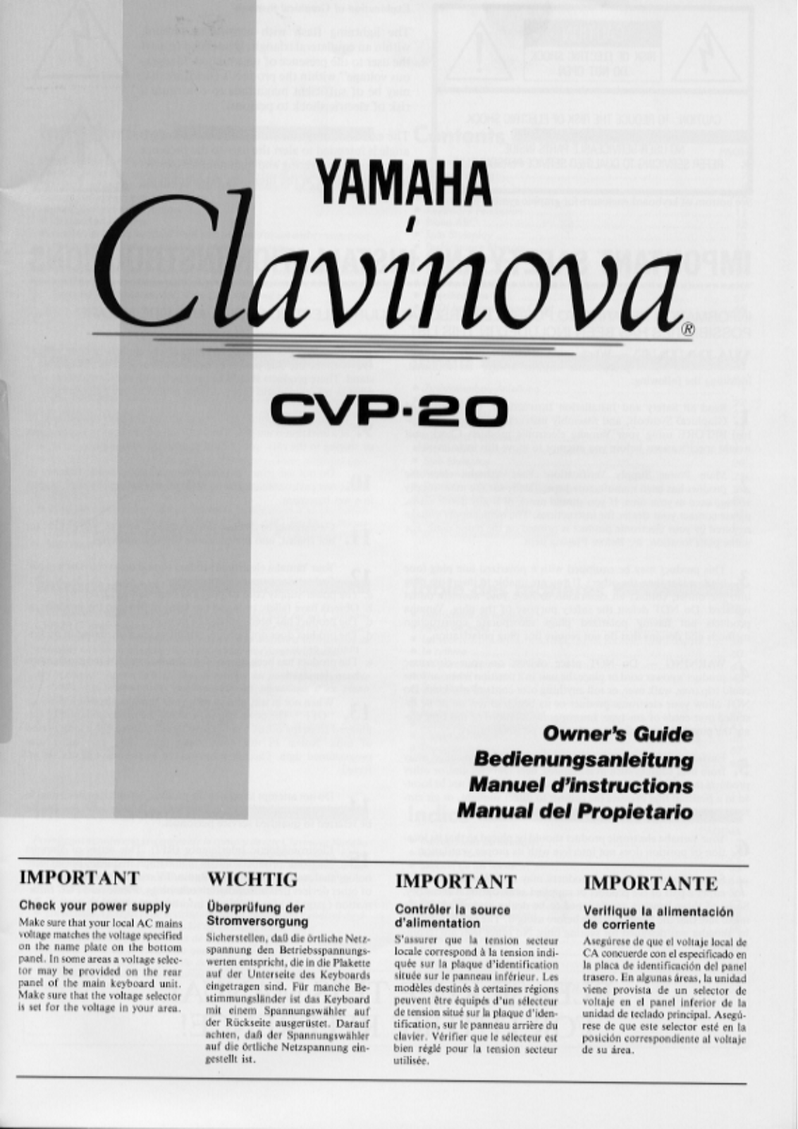 Yamaha CVP-20E, CVP-20 User Manual