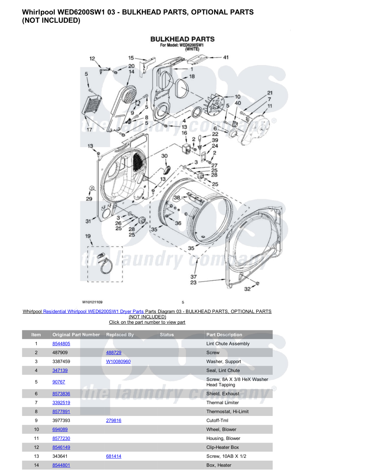 Whirlpool WED6200SW1 Parts Diagram