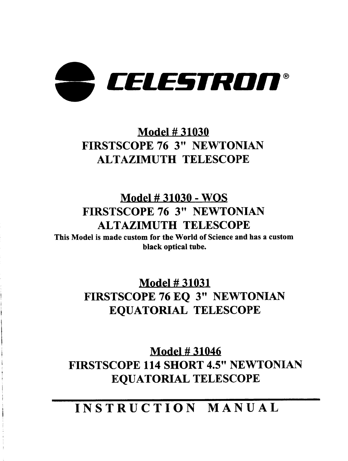 Celestron 31031, 31030, 31046, 31030-WOS User Manual