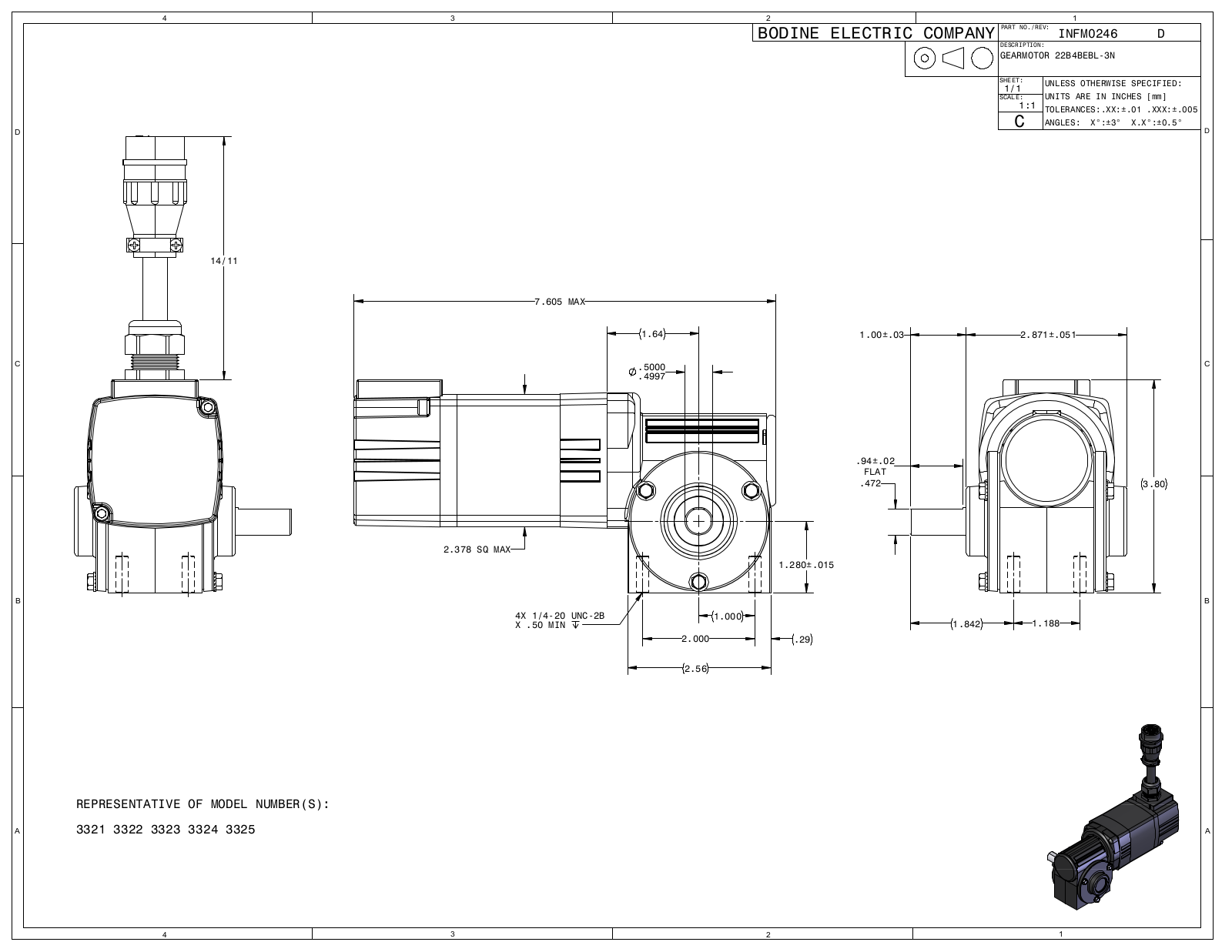 Bodine 3321, 3322, 3323, 3324, 3325 Reference Drawing