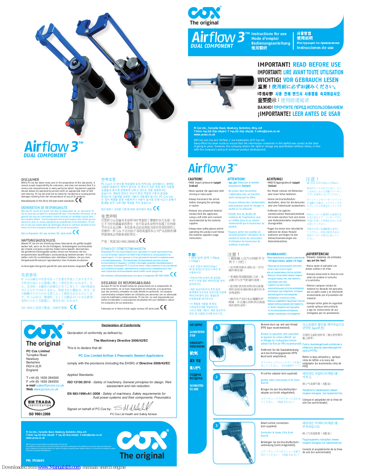 COX Airflow 3 Instructions For Use Manual