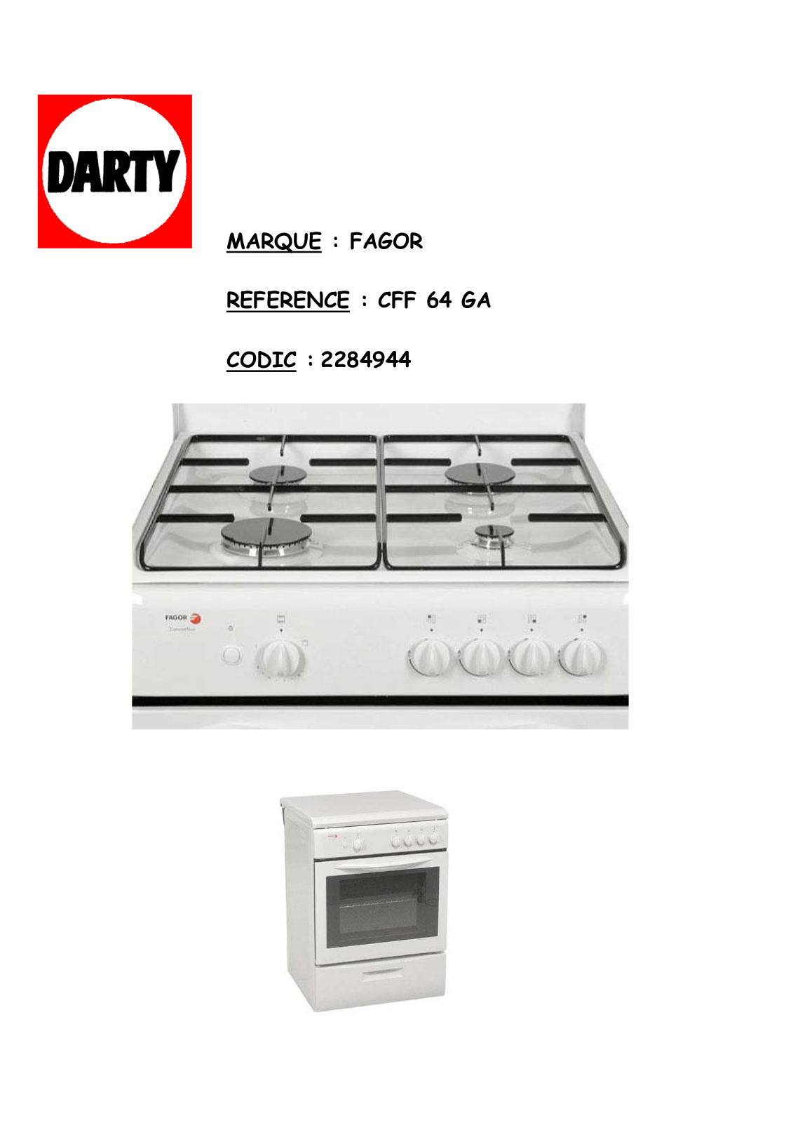 Fagor CFF 64 GA User Manual