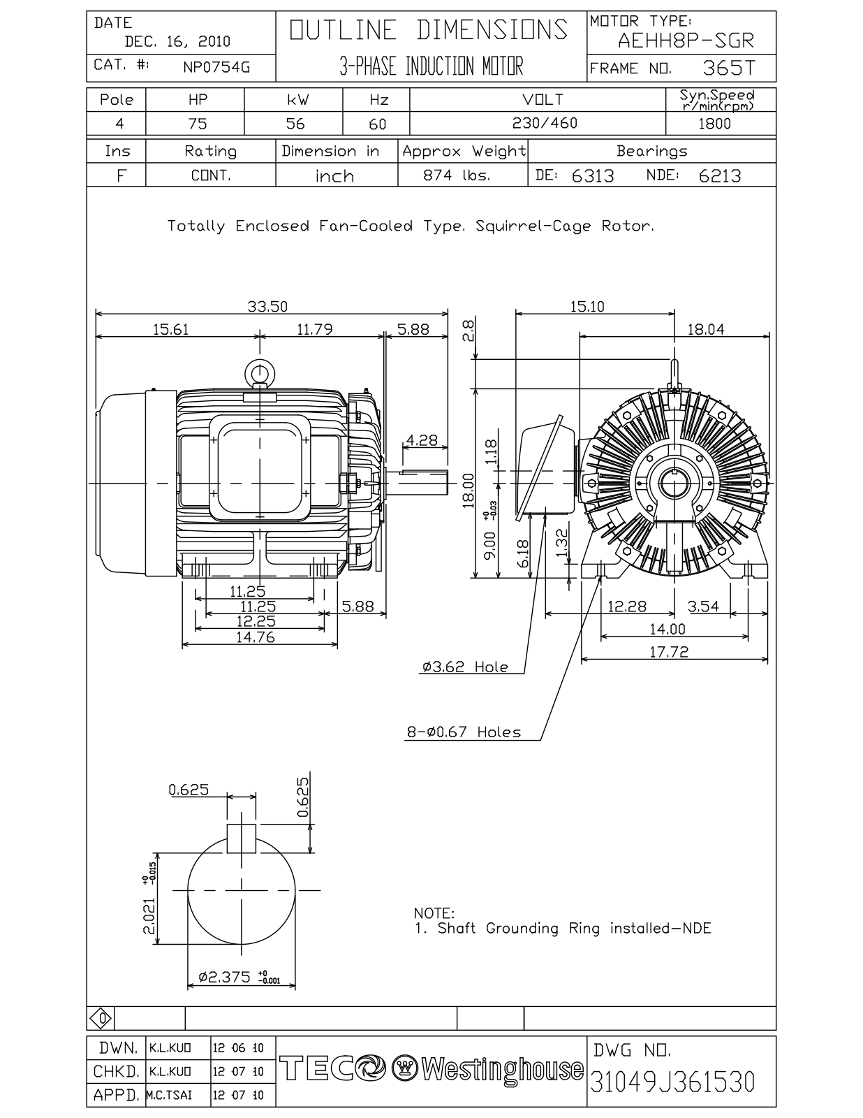Datasheet NP0754G Reference Drawing (Teco)