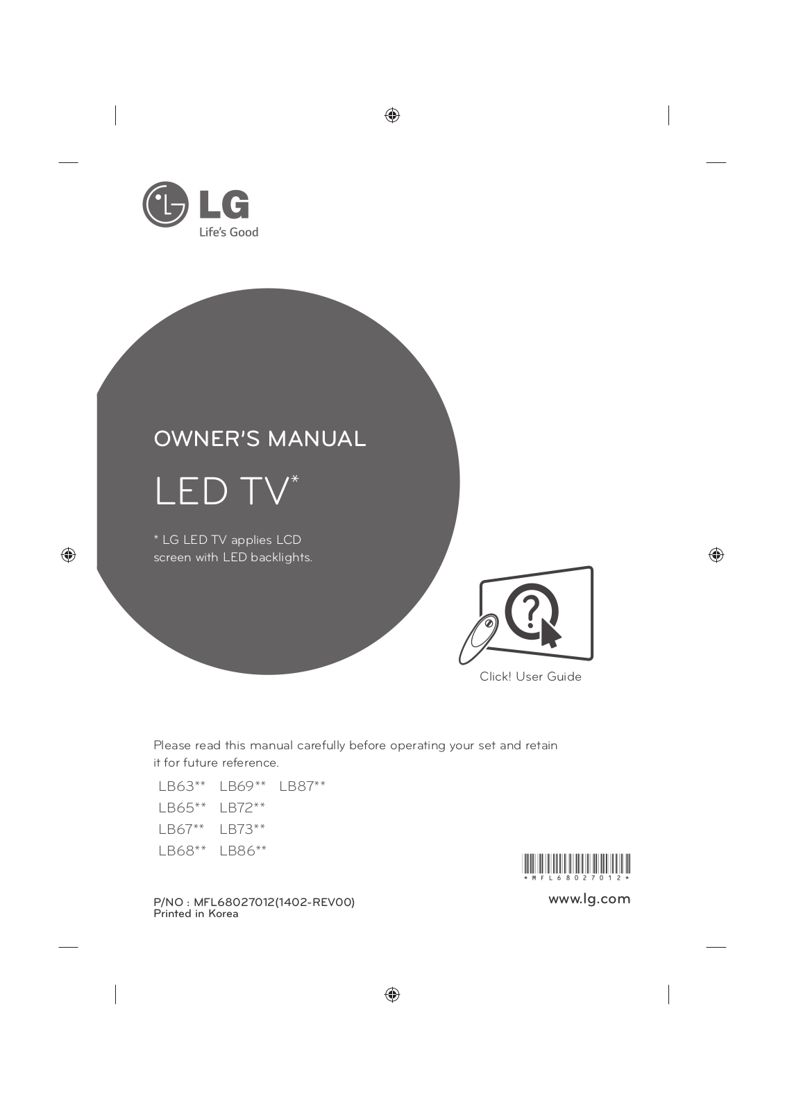 LG 60LB730V User Manual