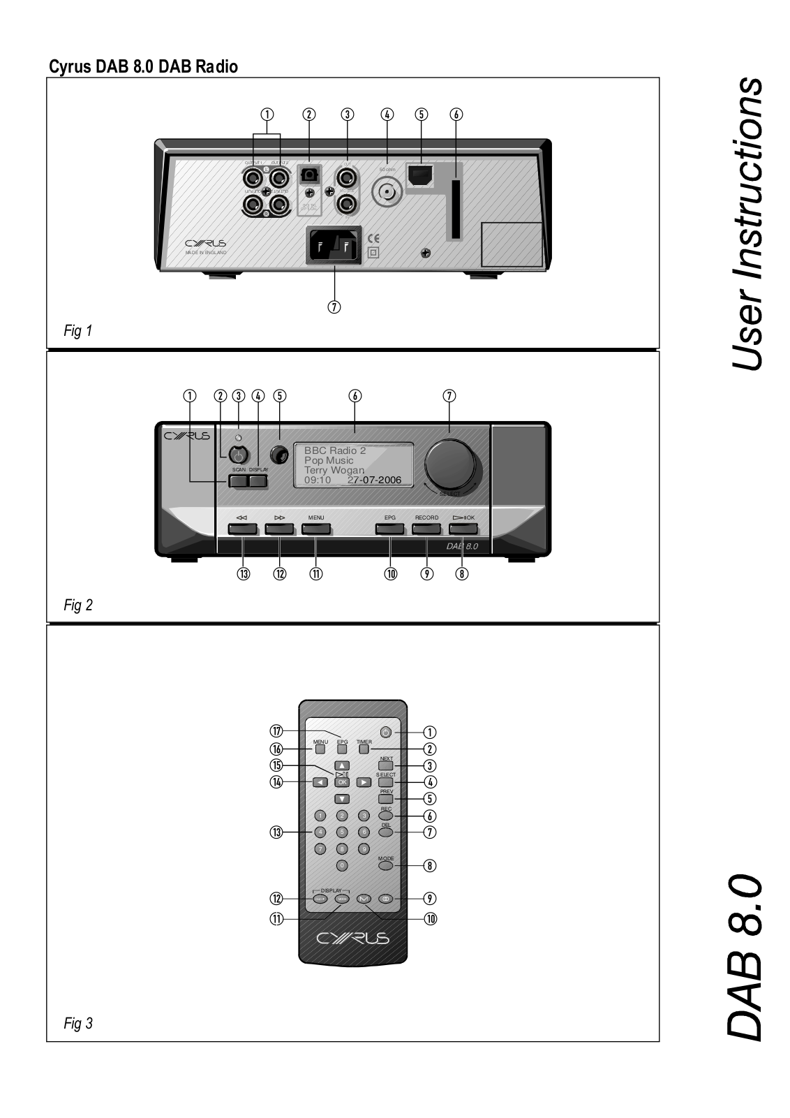 Cyrus DAB 8.0 Figures User Instruction