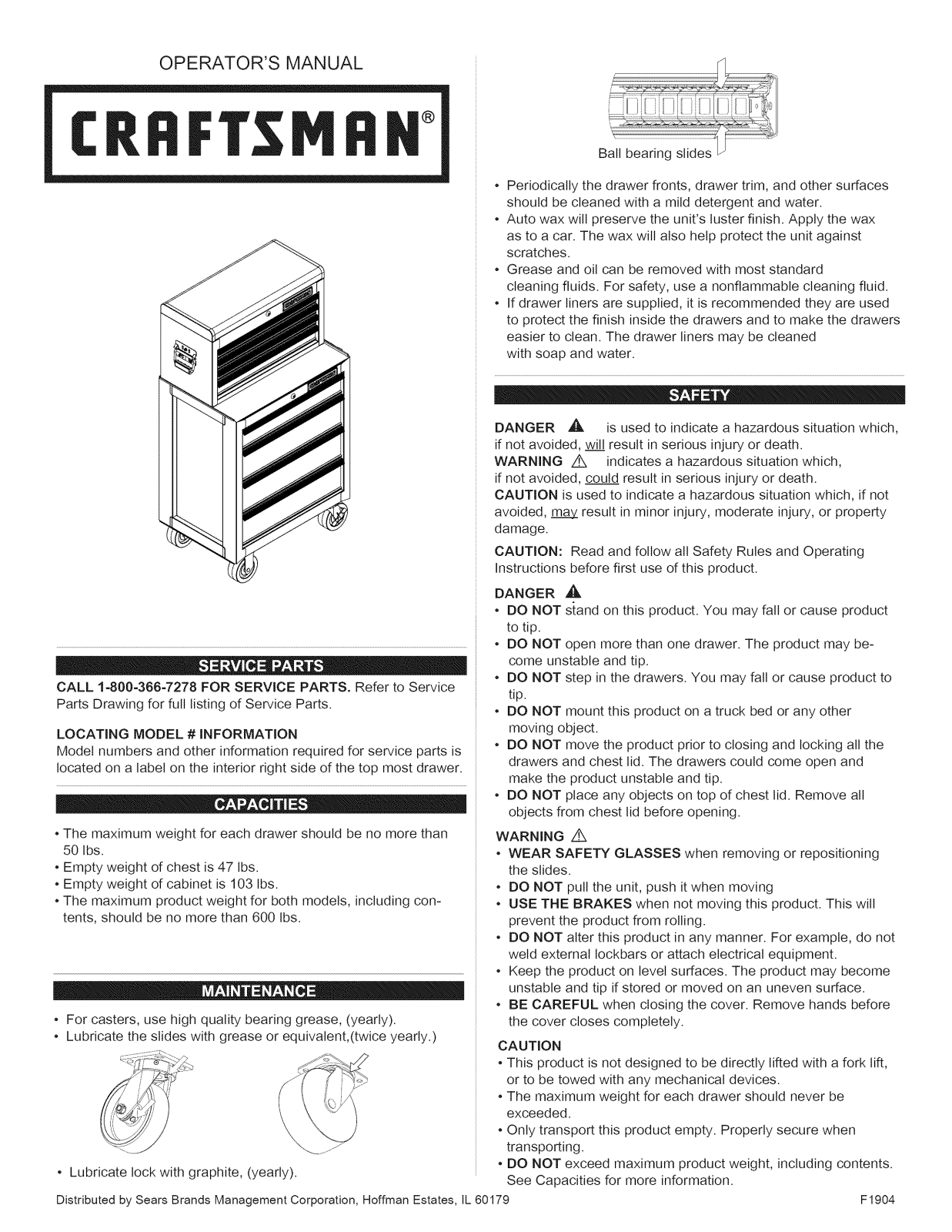 Craftsman 706353390, 706353430, 706353440, 706353460, 706353470 Owner’s Manual