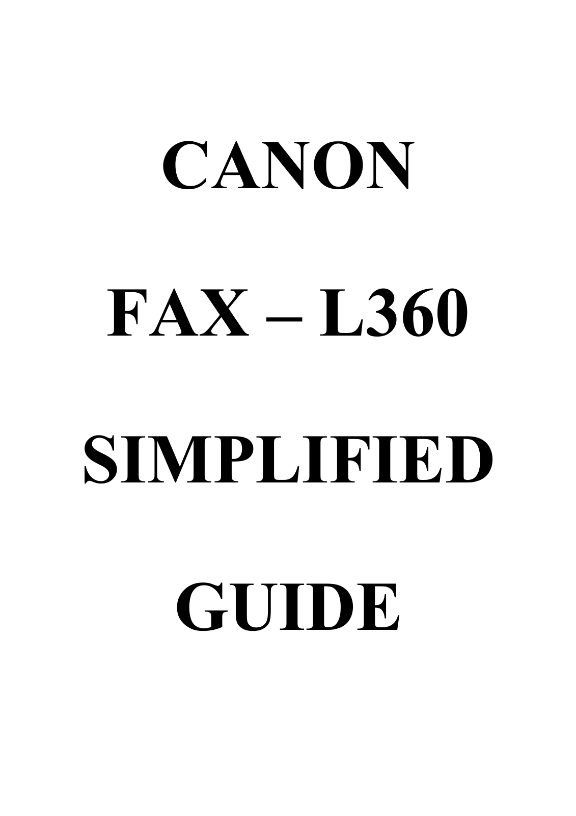 Canon L360 User Manual