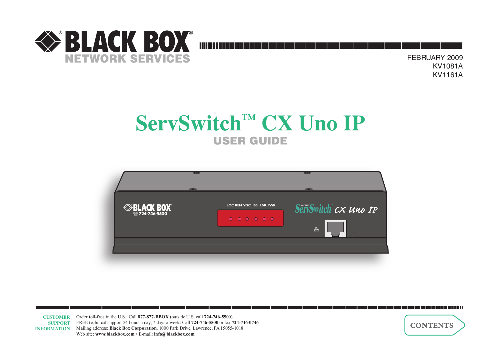 Black Box kv1161a, kv1081a User Manual