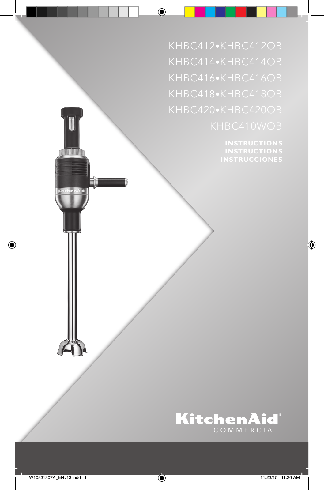 KitchenAid KHBC418OB, KHBC414OB INSTALLATION INSTRUCTIONS AND OPERATION MANUAL