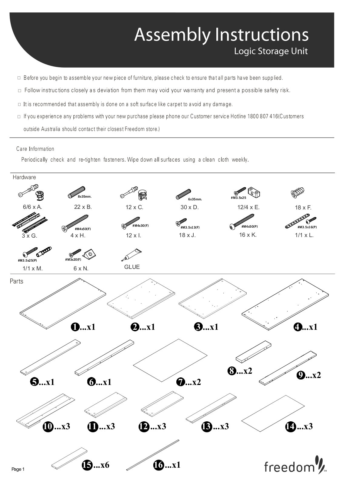 Freedom Logic Storage Unit Assembly Instruction