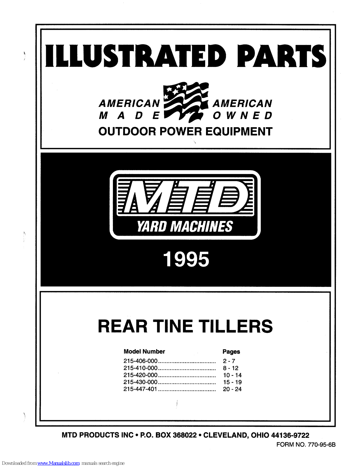 Yard Machines 215-406-000, 215-410-000, 215-420-000, 215-430-000, 215-447-401 Illustrated Parts List