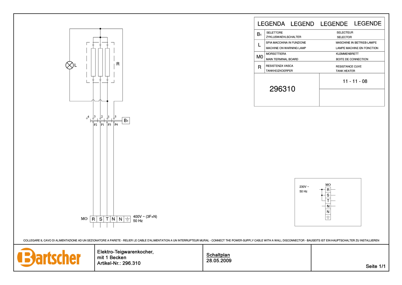 Bartscher 296310 Schematics