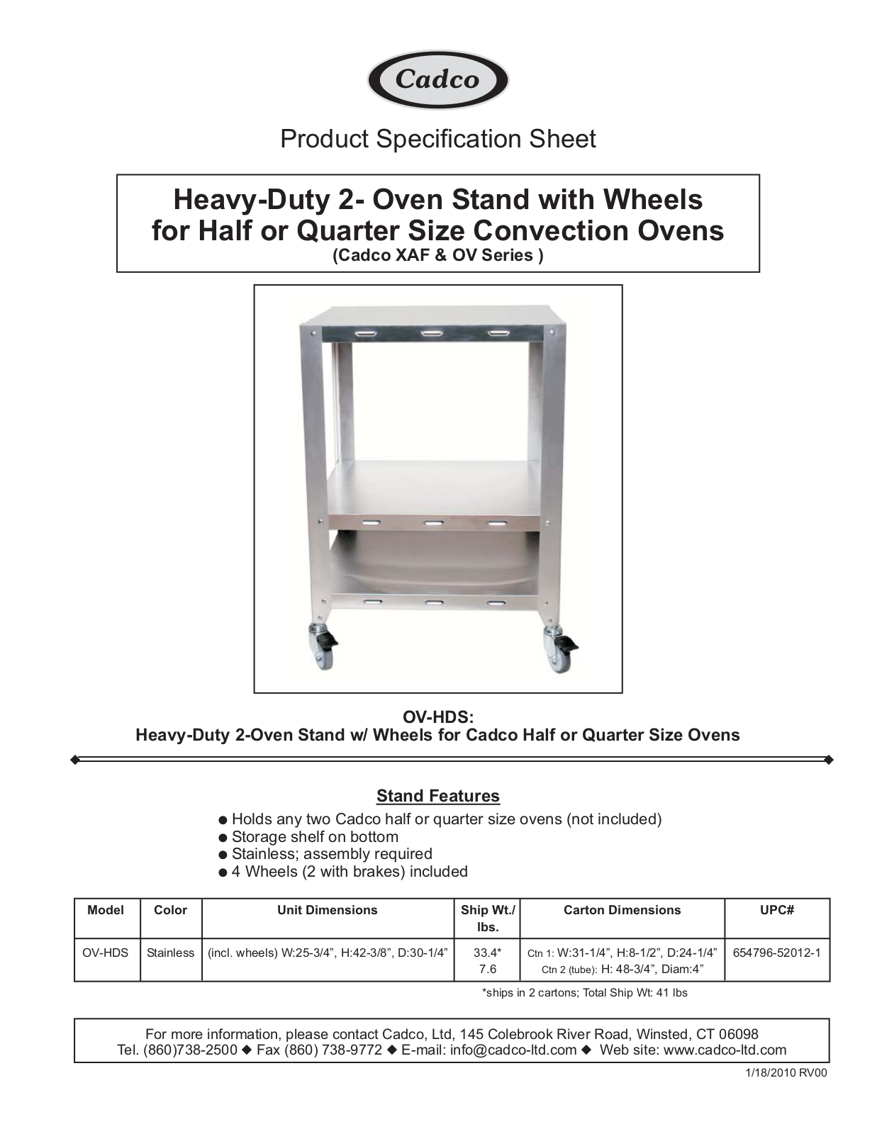 Cadco OV-HDS User Manual