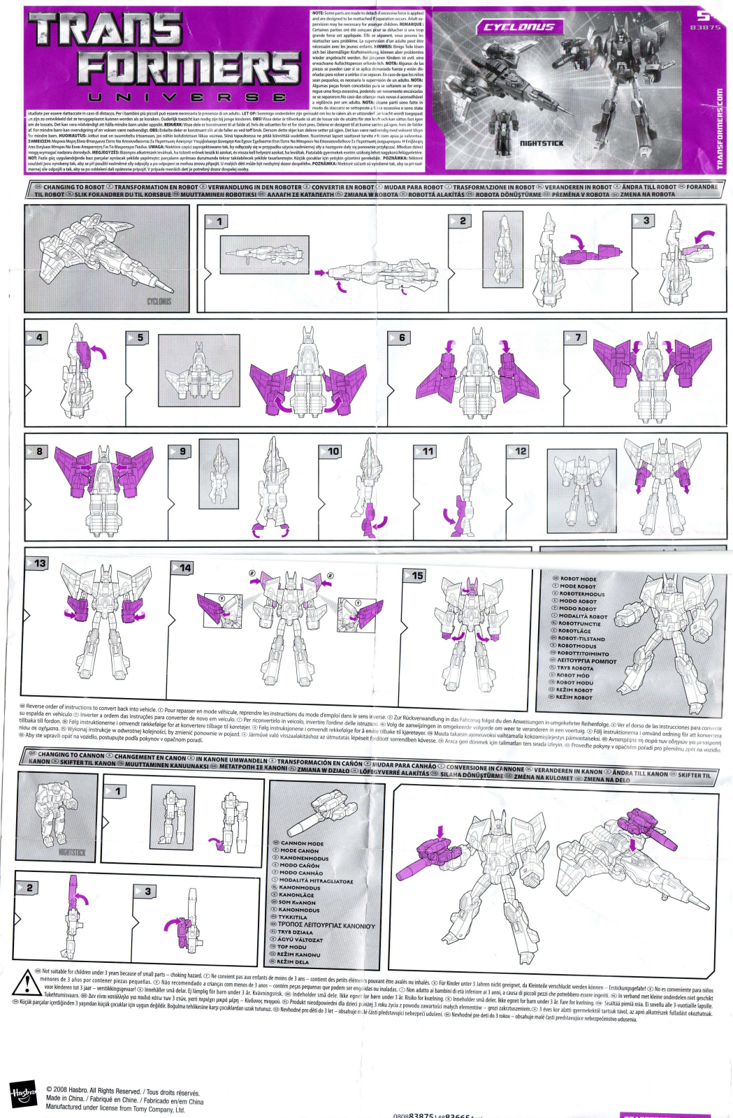 Hasbro TRANSFORMERS CYCLONUS NIGHTSTICK User Manual