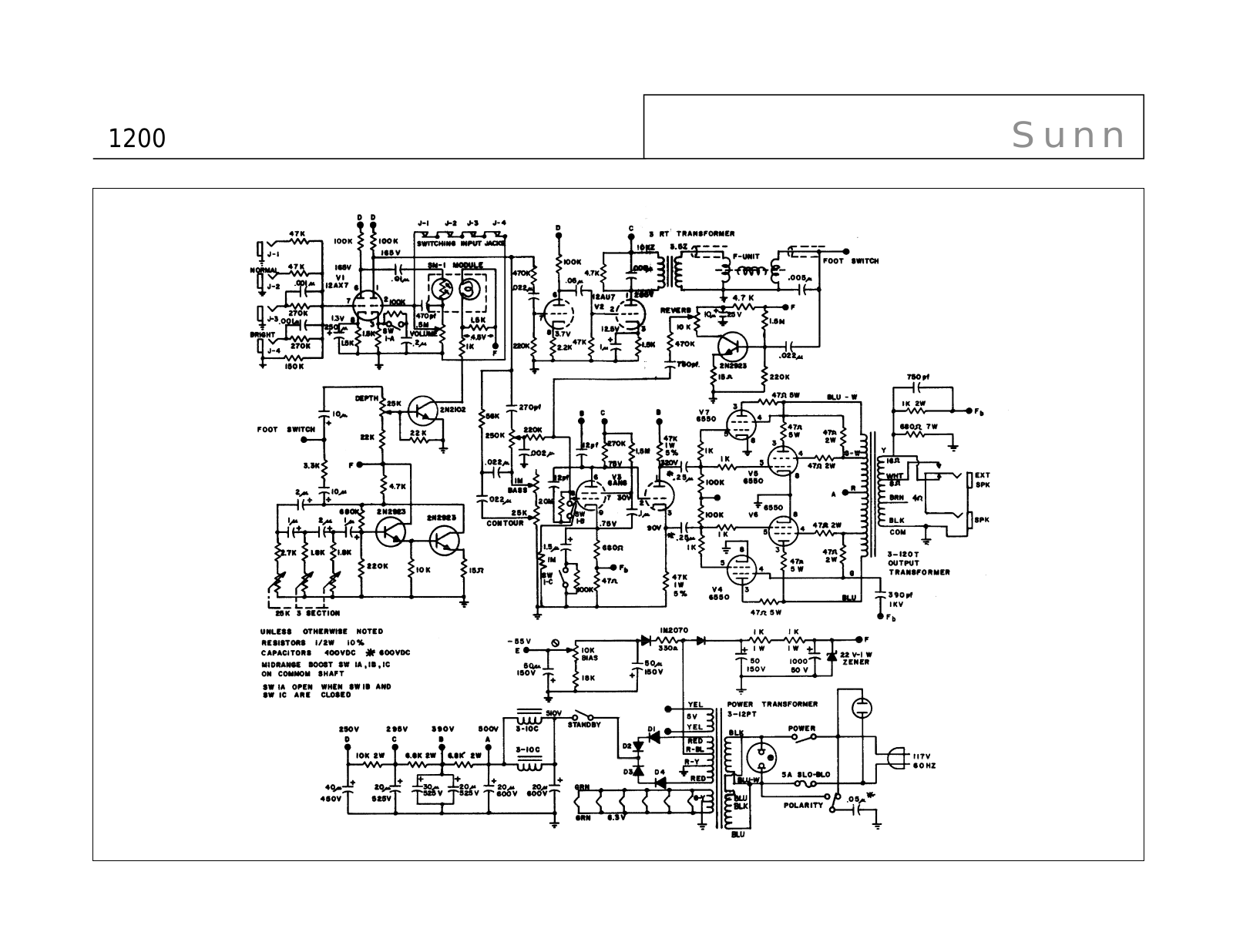 Sunn 1200 schematic