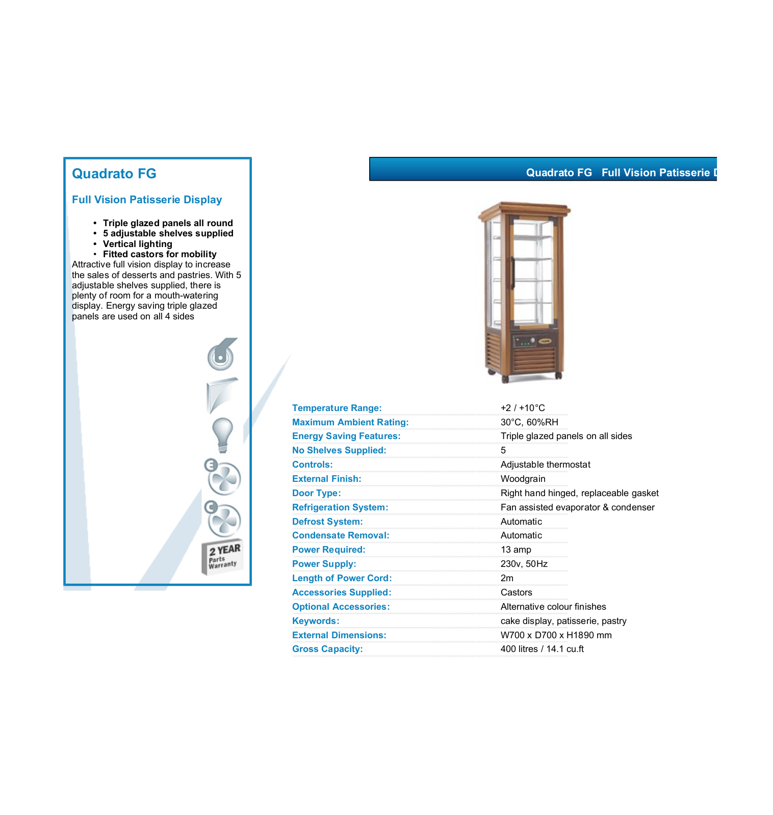 Valera QUADRATO FG DATASHEET