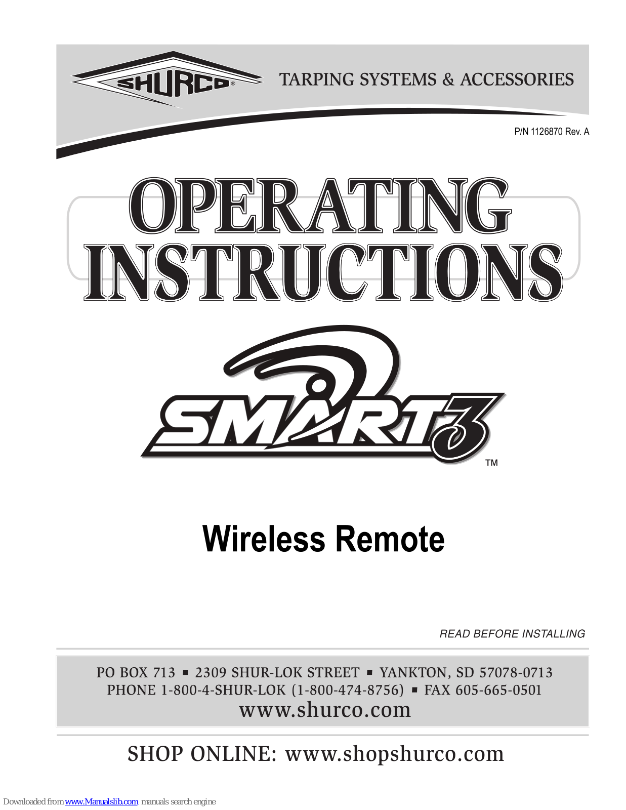 Shur-Co SMART 3 Operating Instructions Manual