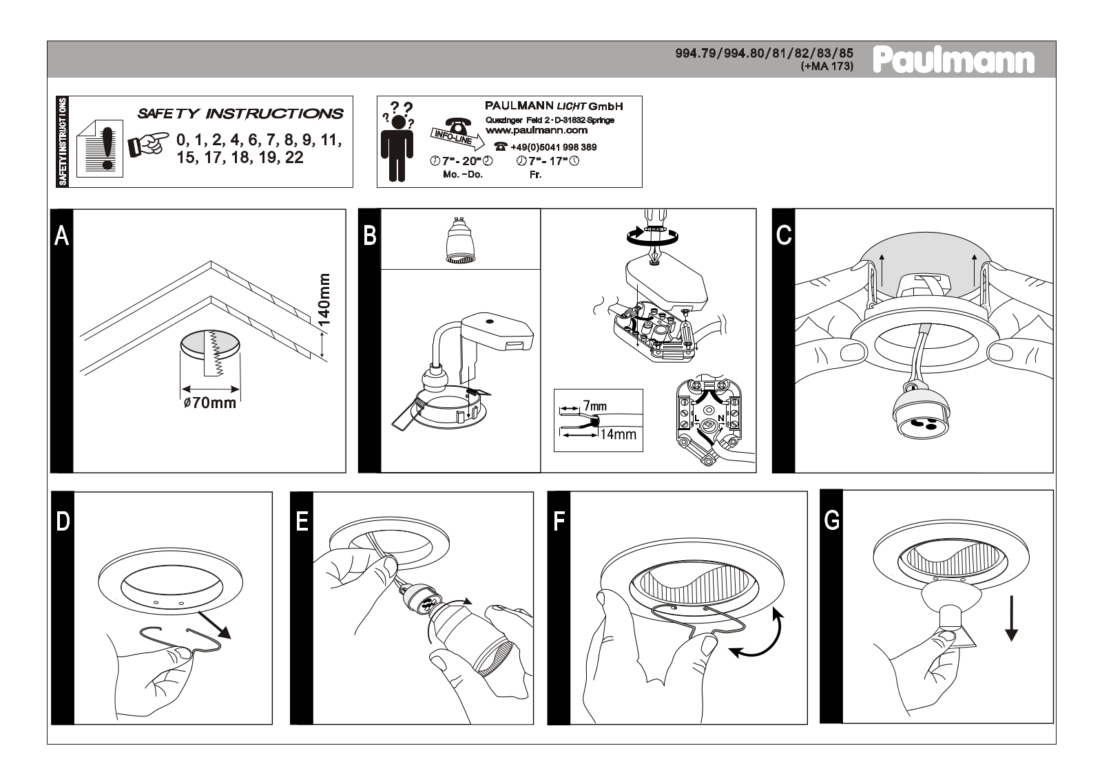 Paulmann 99479, 99480, 99481, 99482, 99483 Safety instructions - ManualMachine.com