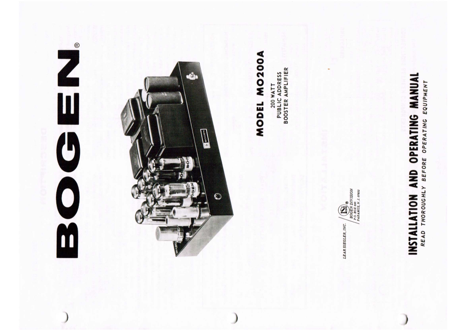 Bogen MO200A Operating Manual