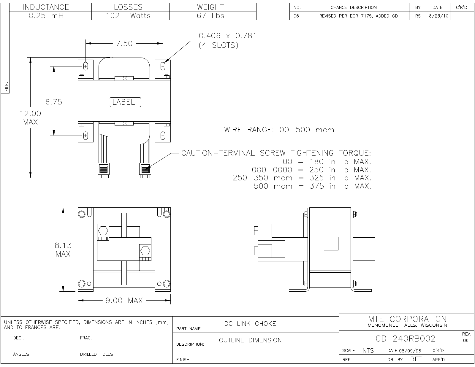 MTE CD 240RB002 CAD Drawings