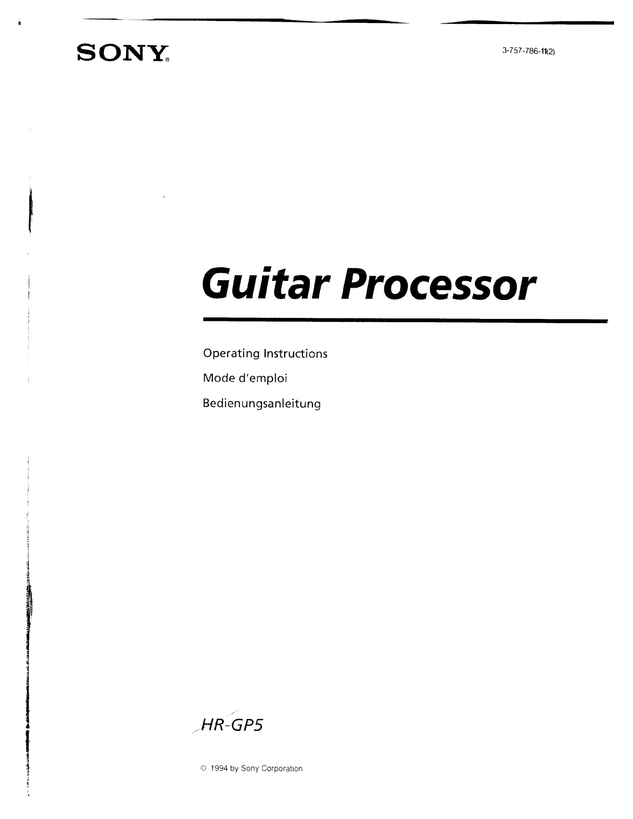 Sony HR GP5 User Manual