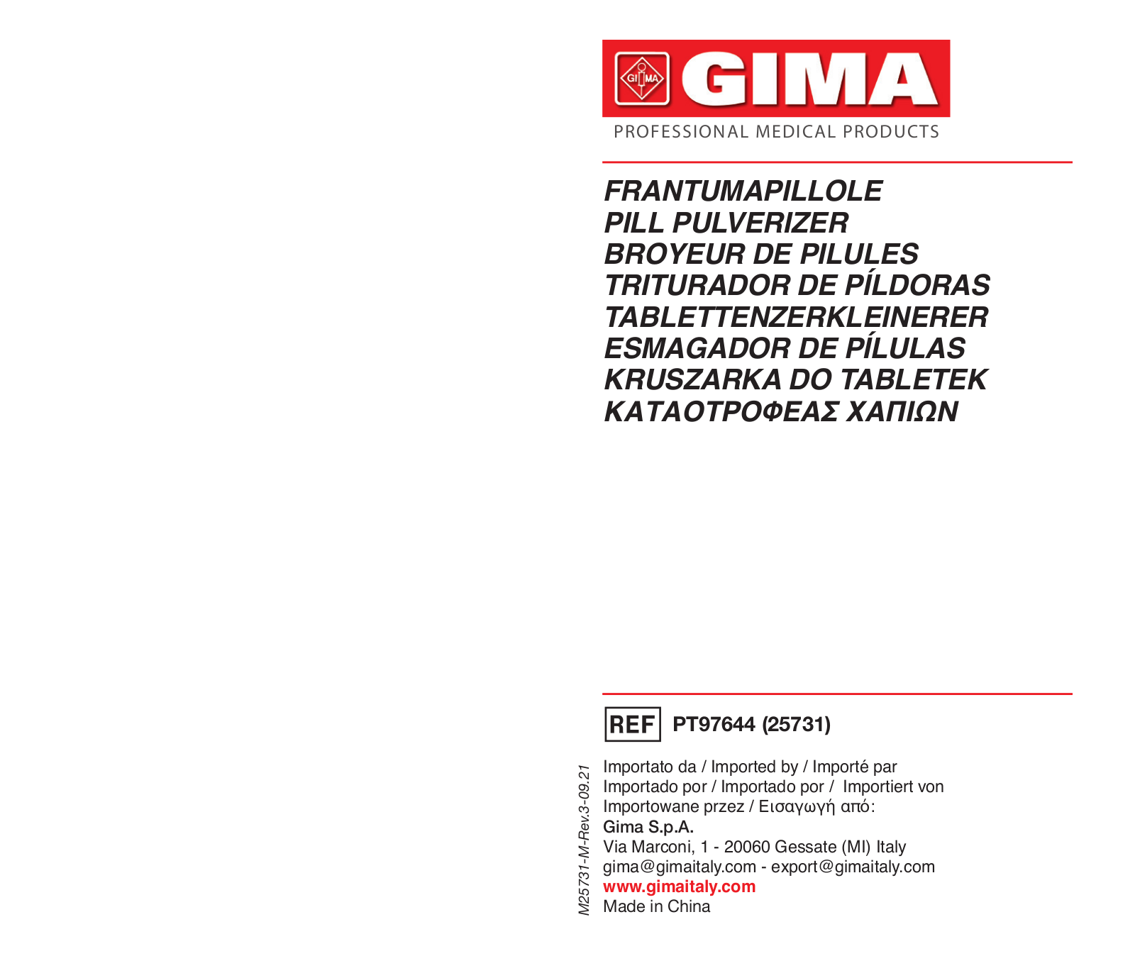 Gima PILL PULVERIZER User guide