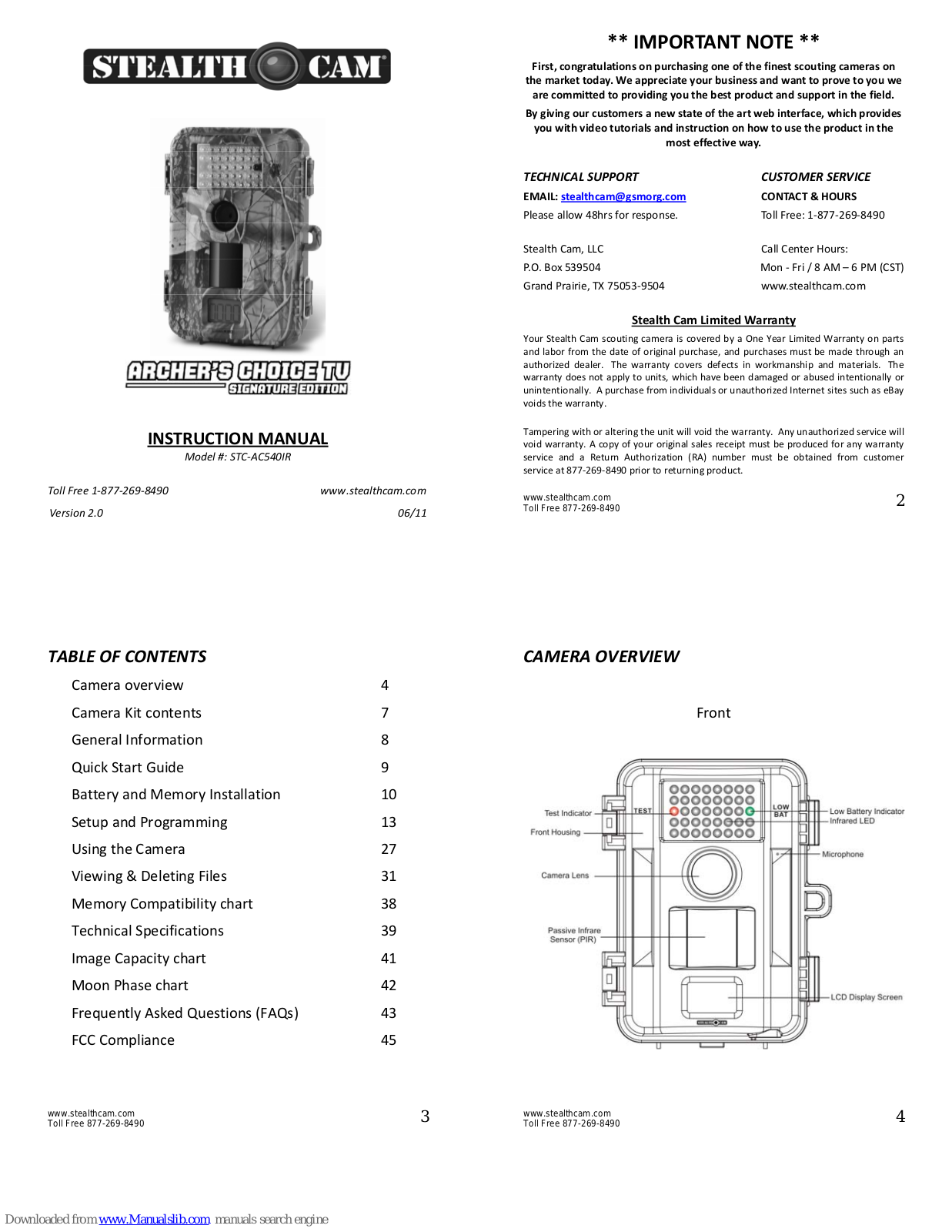 Stealth Cam Archer's Choice TV Signature Edition Instruction Manual