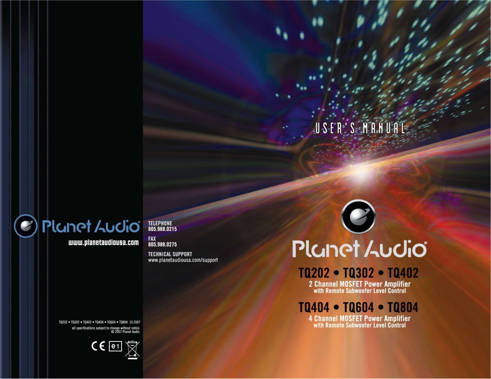 Planet Audio TQ202, TQ302, TQ402, TQ404, TQ604 Users Manual