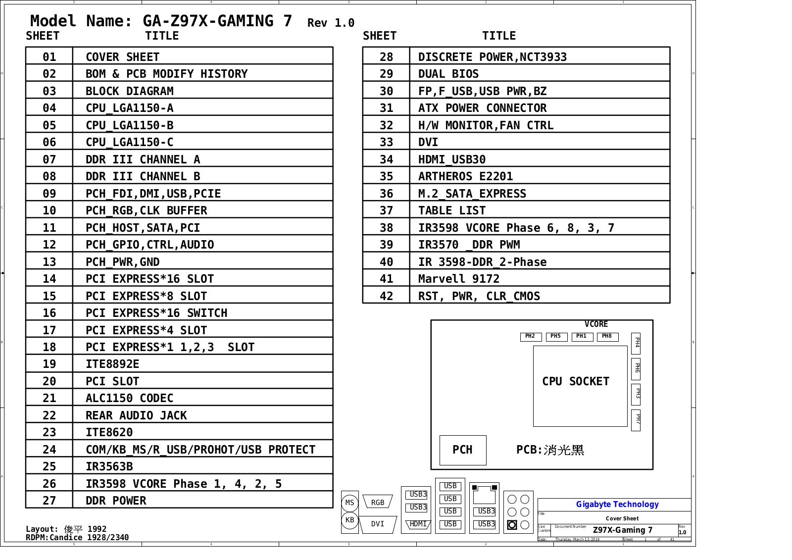 Gigabyte GA-Z97X-GAMING 7 r1.0 Schematics