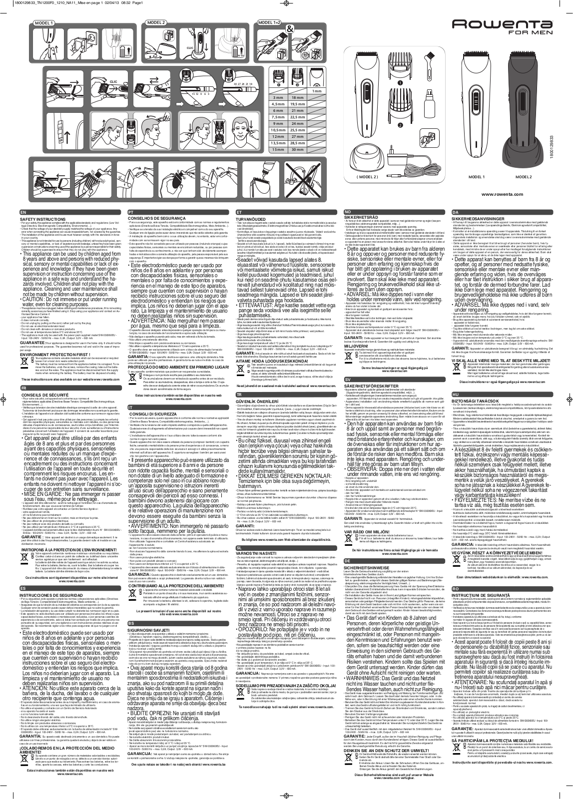 Rowenta TN1201 User manual