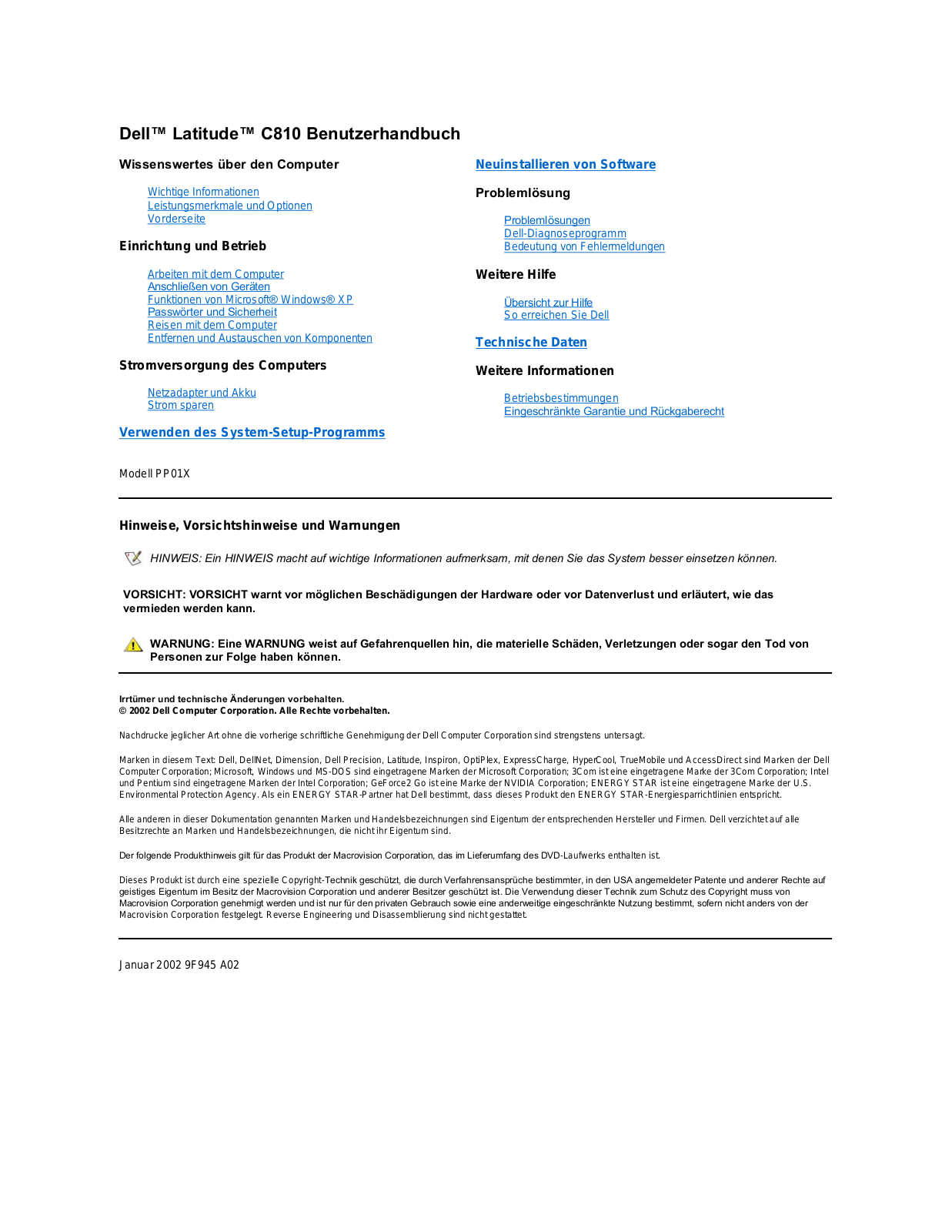 Dell Latitude C810 User Manual