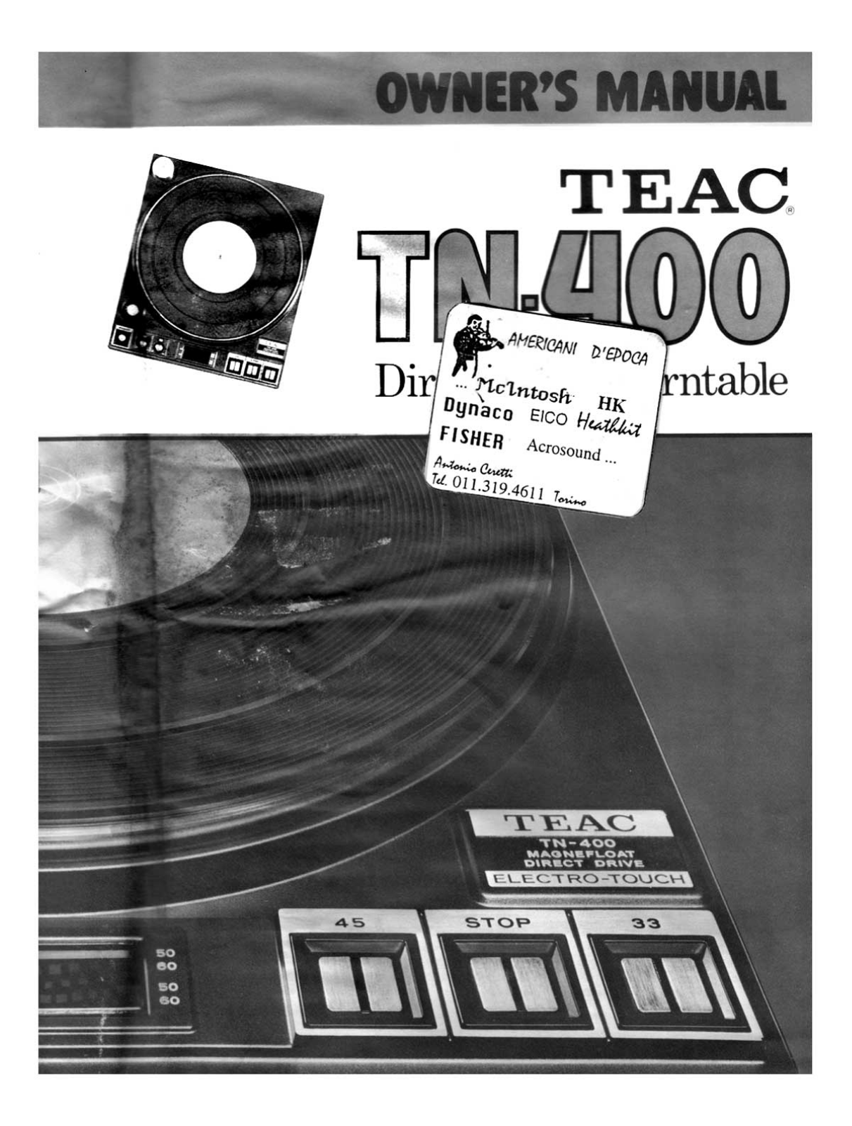 Teac TN-400 Owners Manual