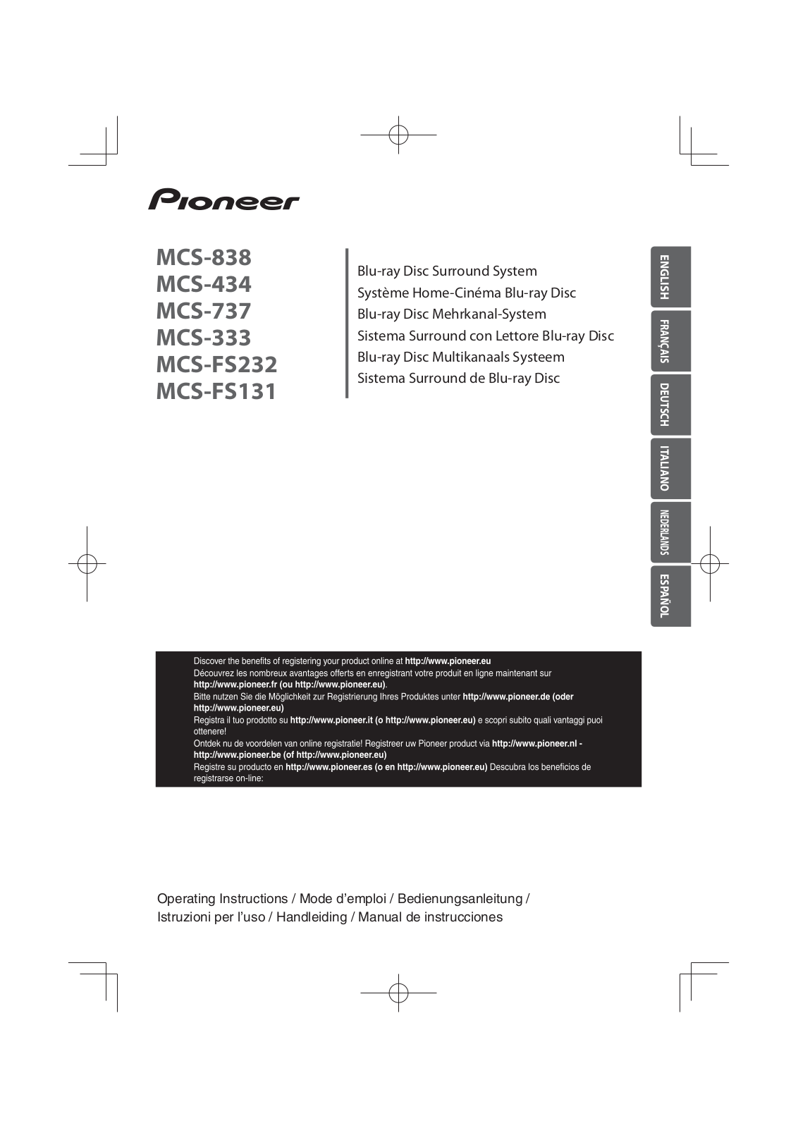 PIONEER MCS-333, MCS-434, MCS-737, MCS-838, MCS-FS232 User Manual