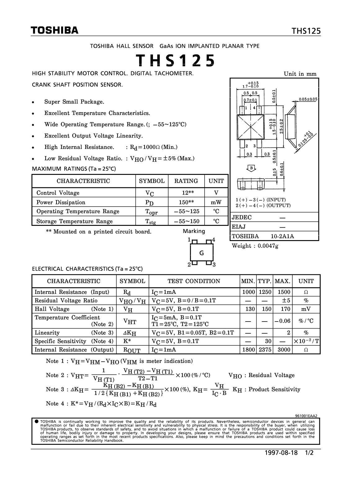 Toshiba THS125 Datasheet