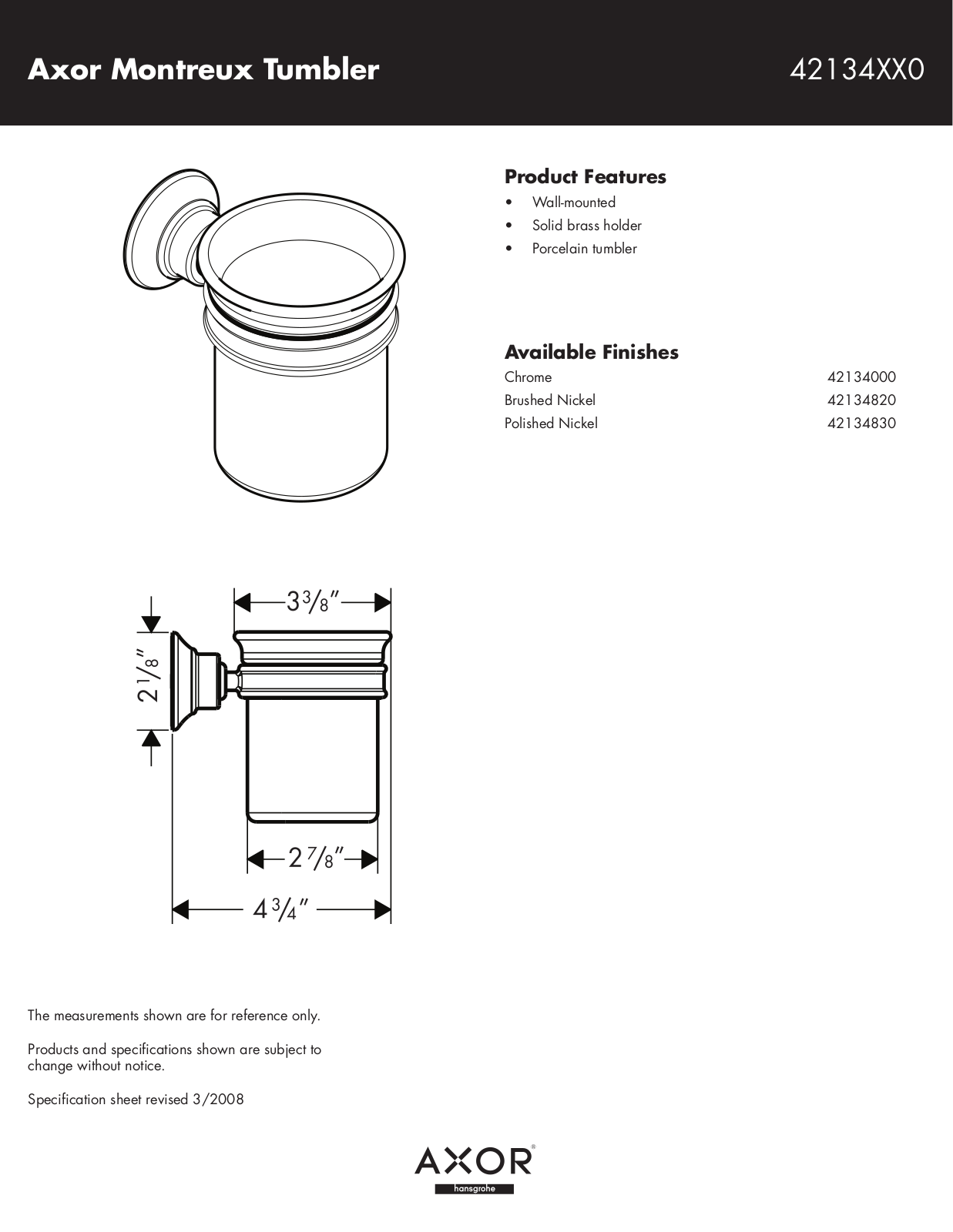 Hans Grohe 42134XX0 User Manual