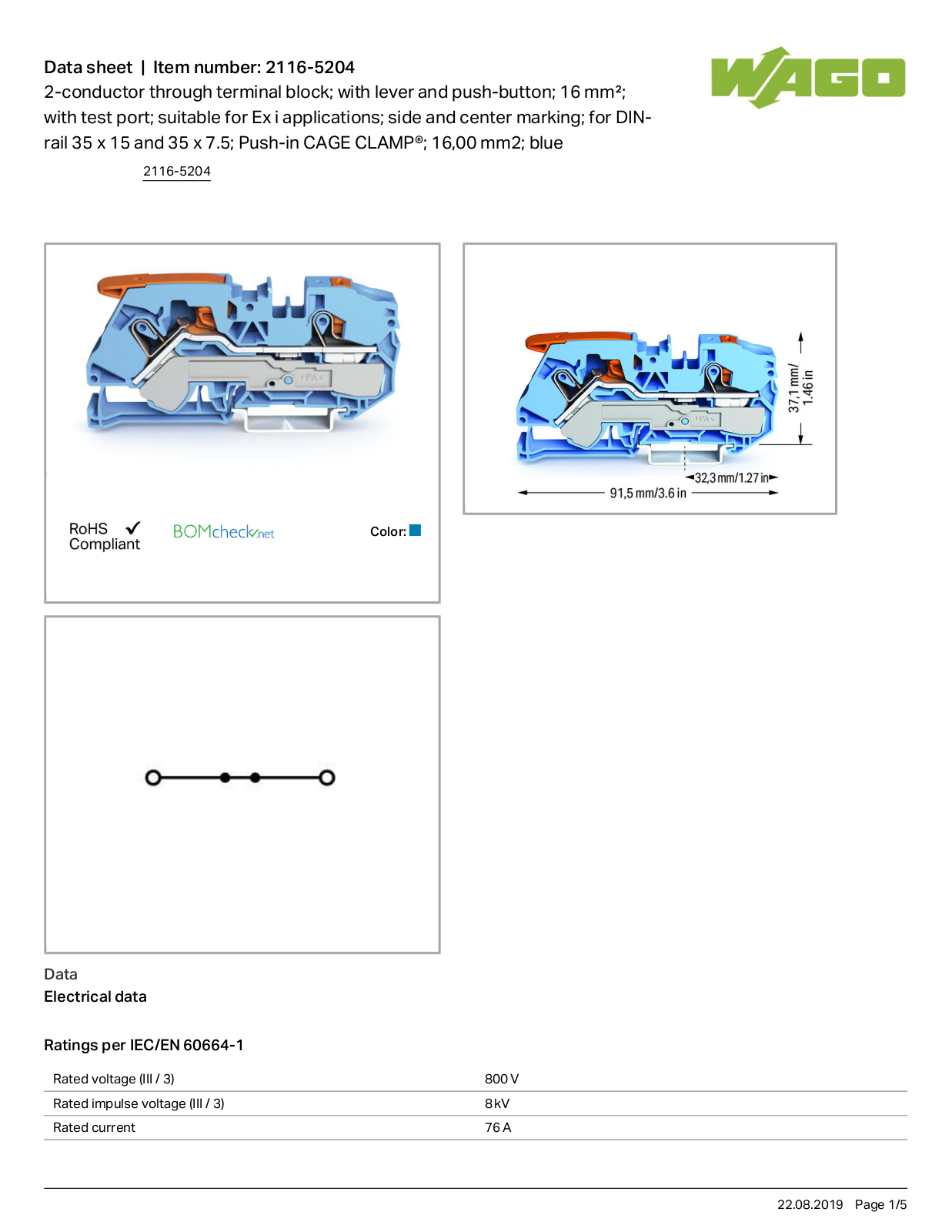 Wago 2116-5204 Data Sheet