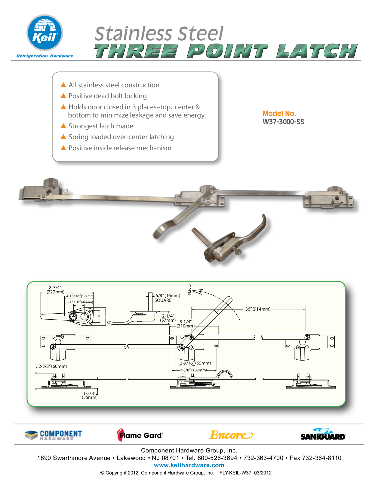 Component Hardware W37-3000-SS User Manual