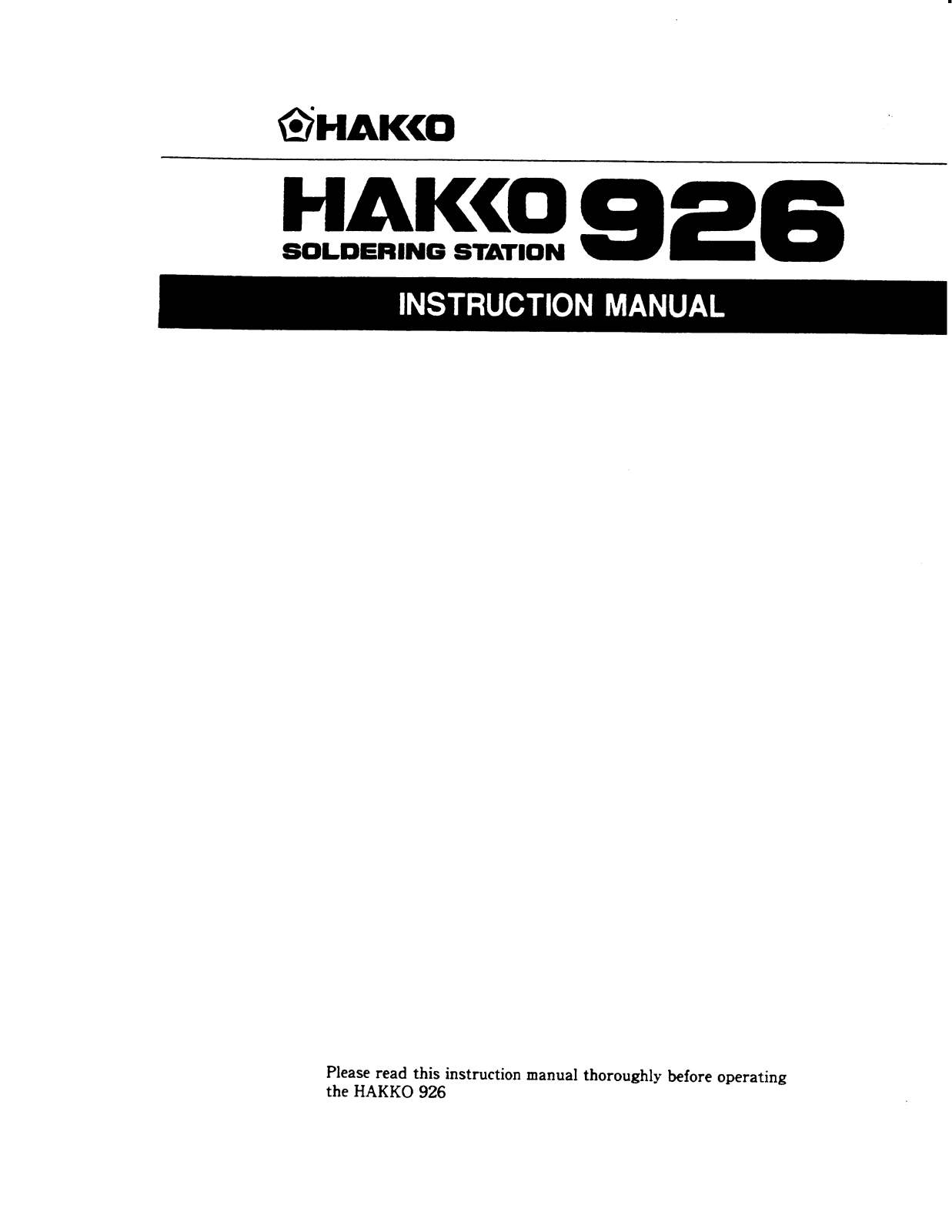 Hakko 926 User Manual