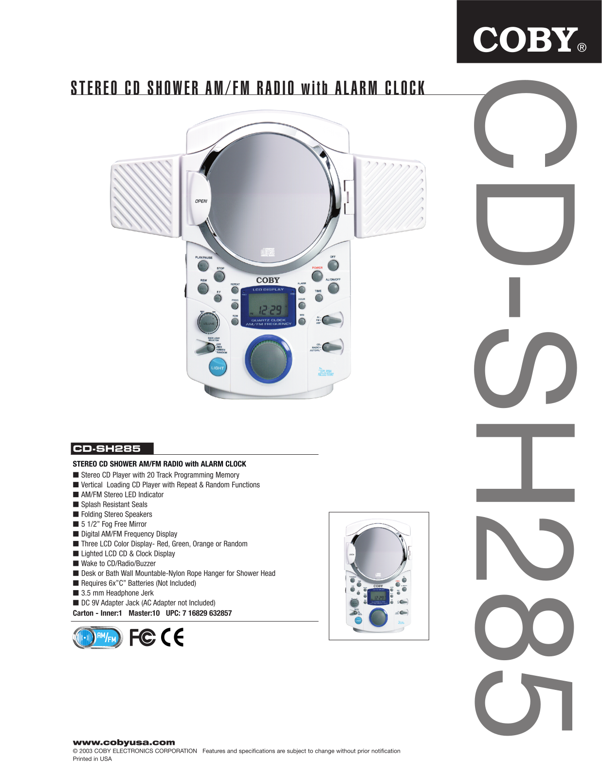 COBY electronic CD-HS285 User Manual