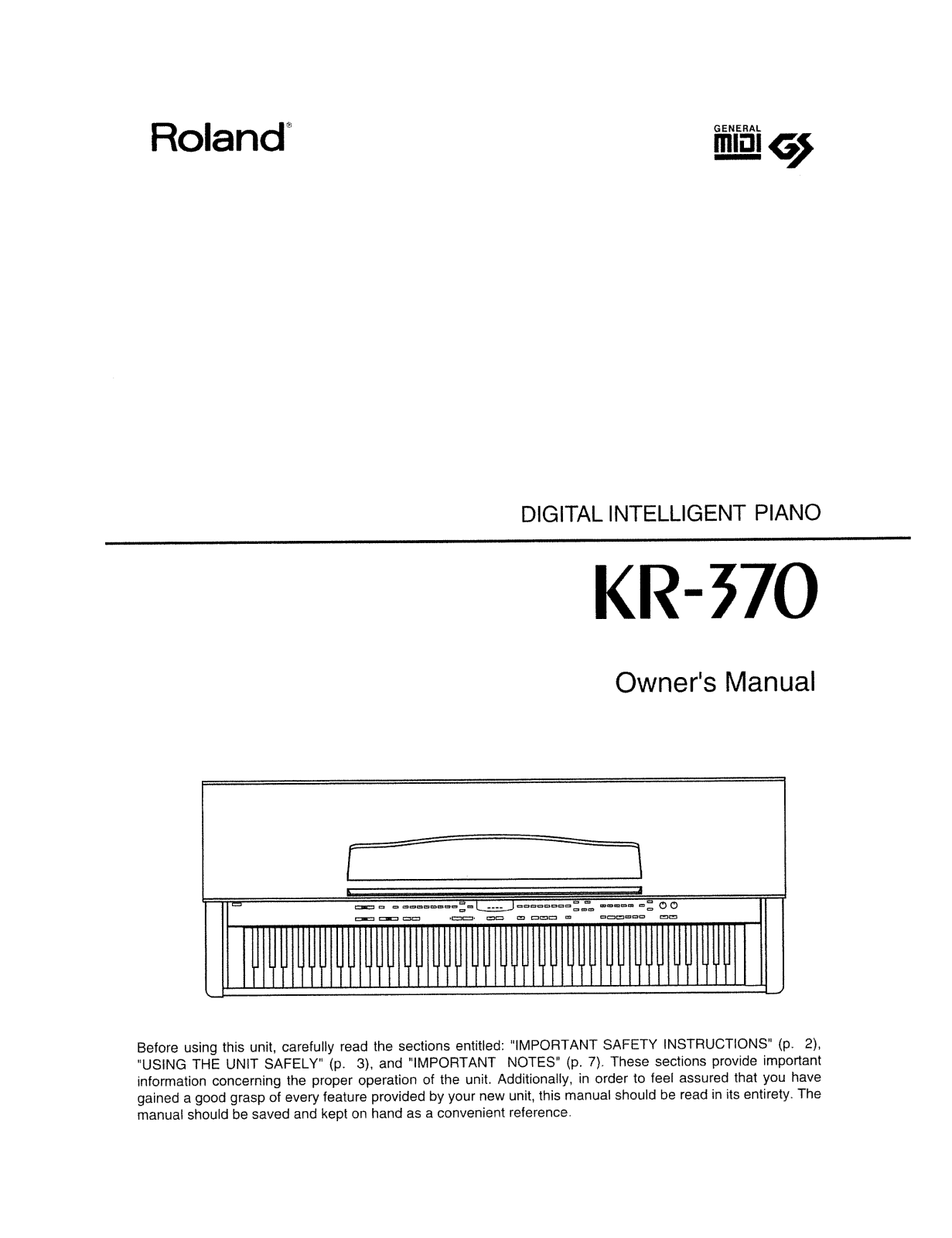 Roland KR 370 Service Manual