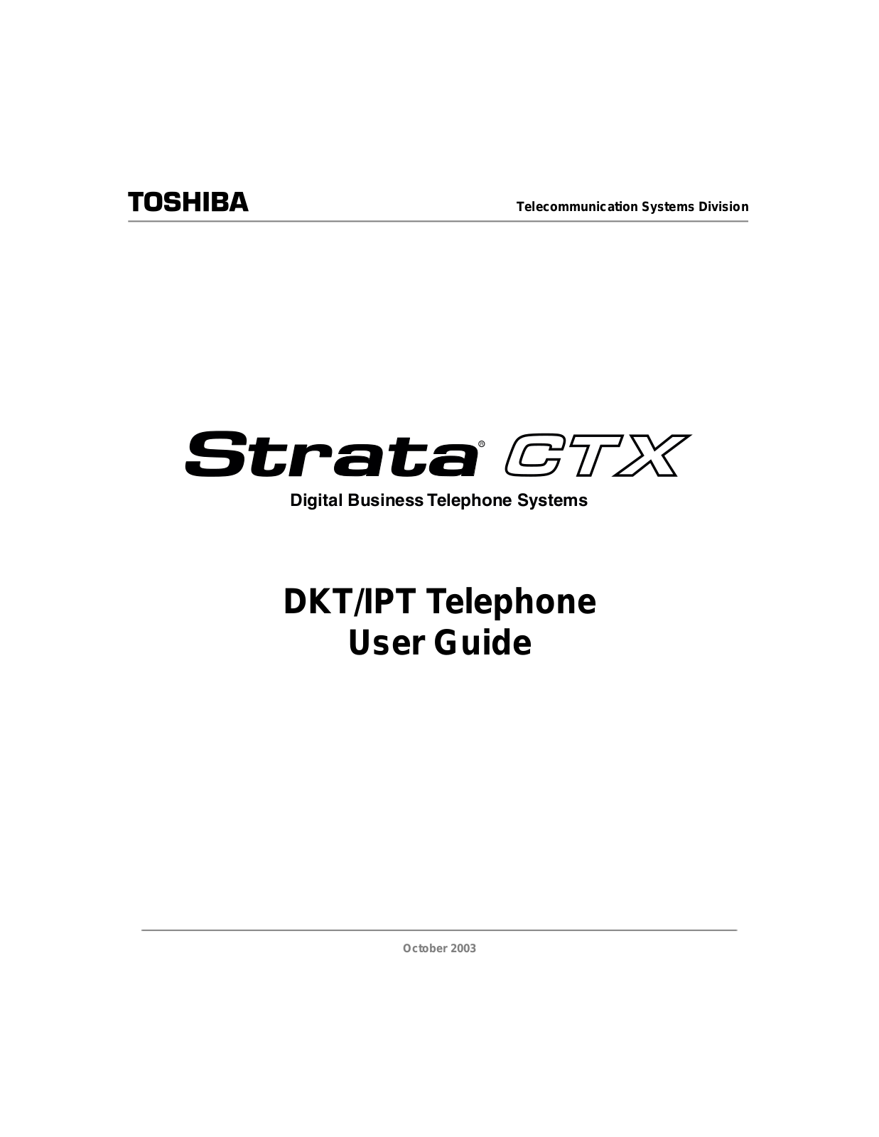 Toshiba STRATA CIX DKT, IPT User Manual