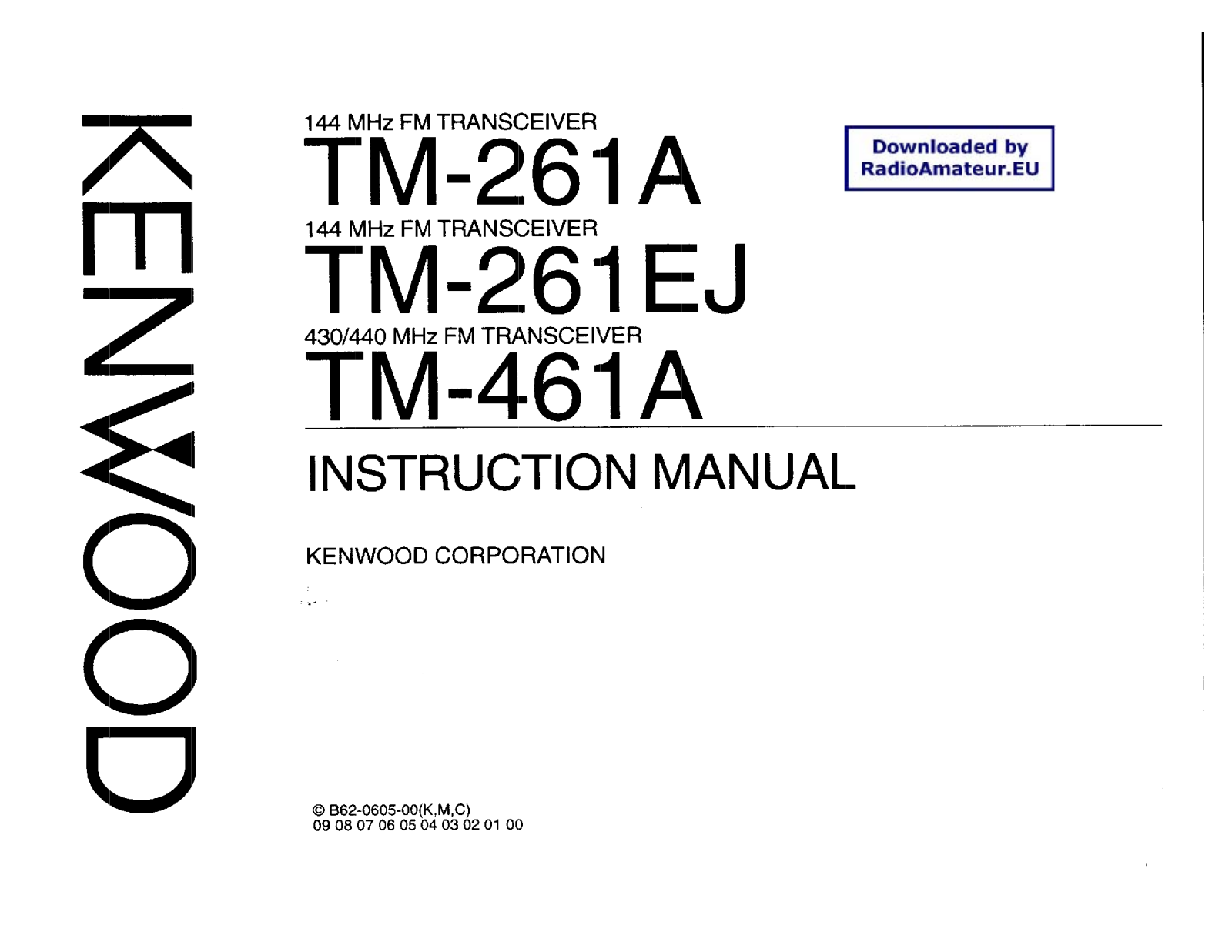 Kenwood TM-261AJ, TM-461A INSTRUCTION MANUAL