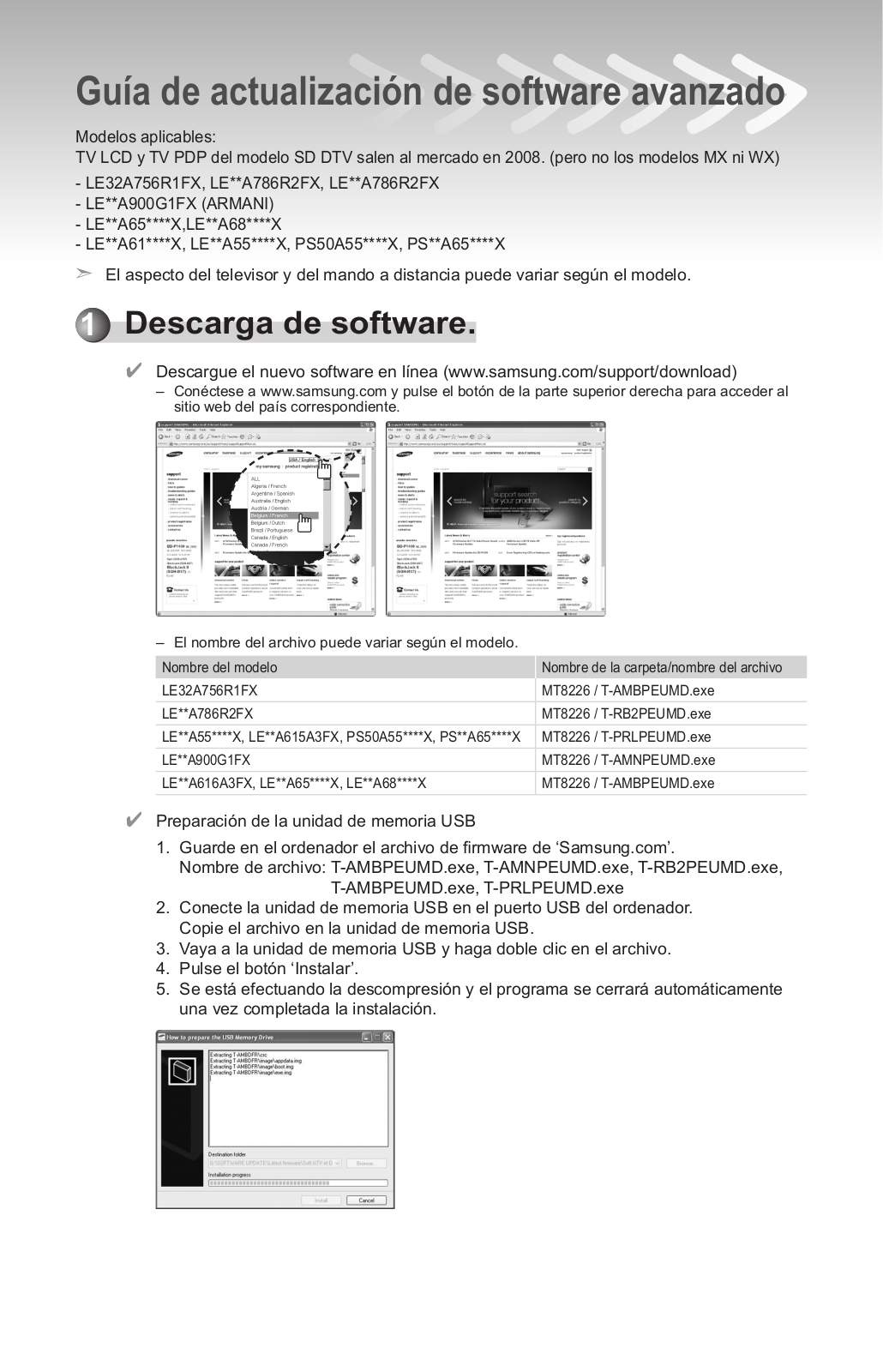 Samsung LE40A615A3F, LE37A615A3F FIRMWARE UPDATE INSTRUCTION