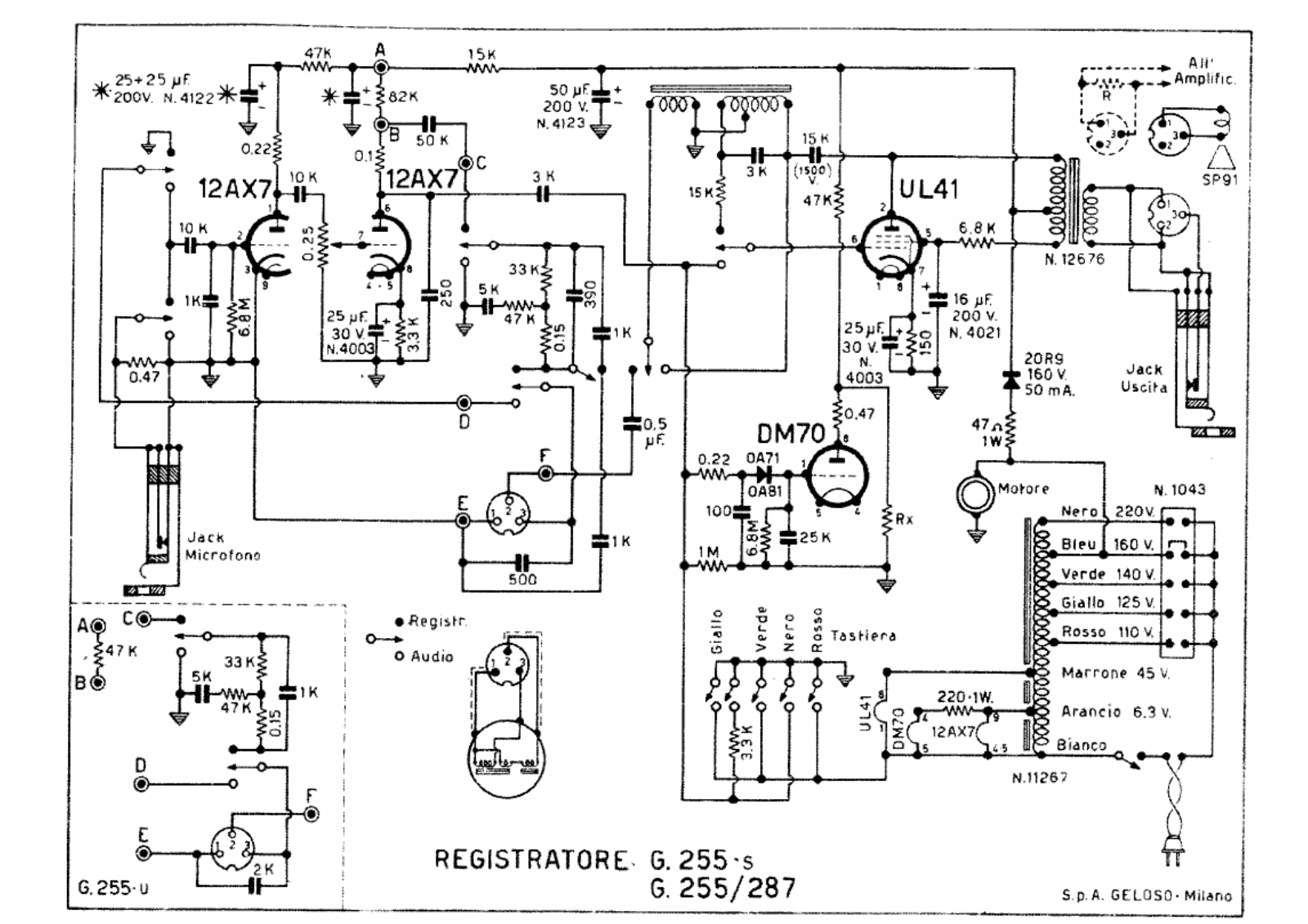 Geloso G255, G287 Schematic