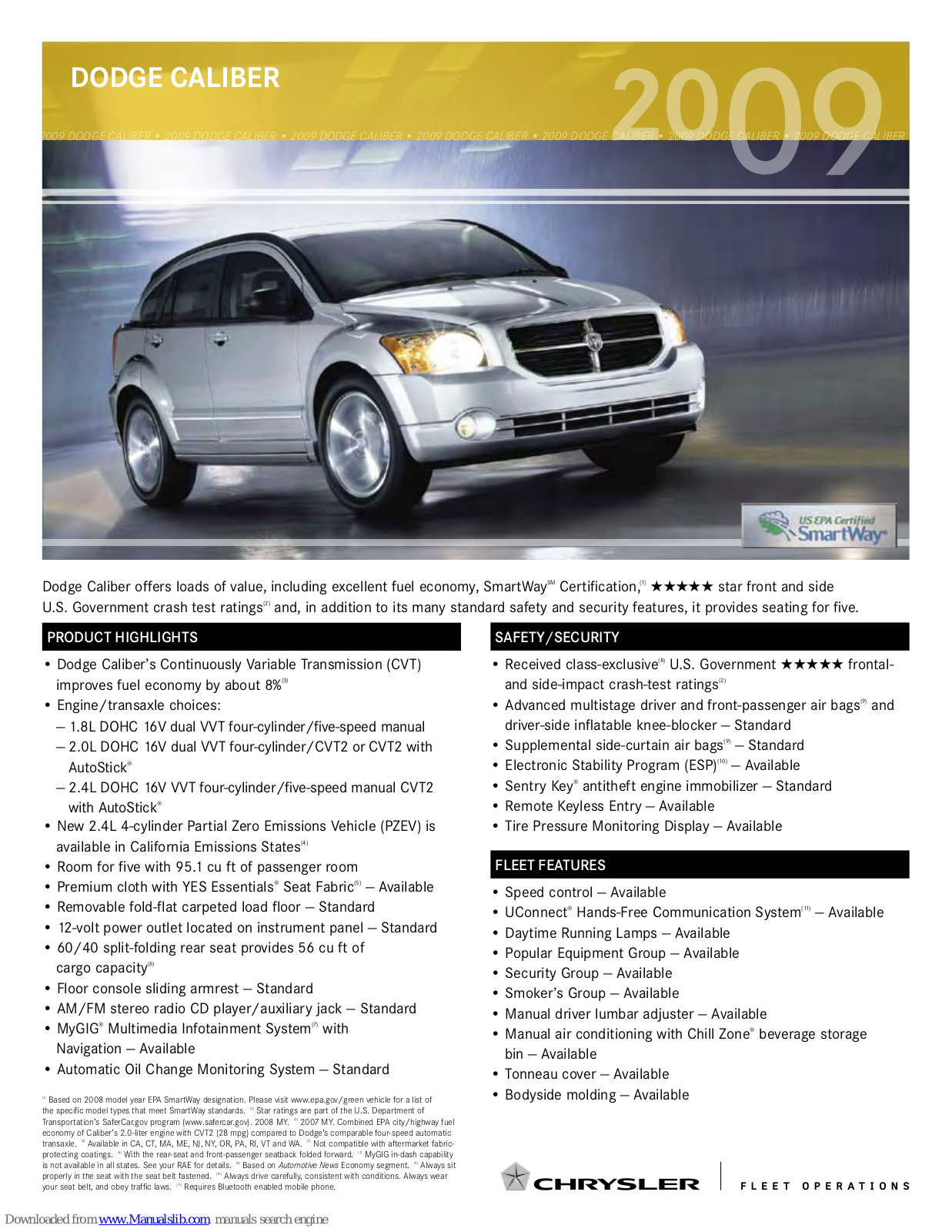 Dodge Caliber 2009, 2009 Caliber Specification - ManualMachine.com