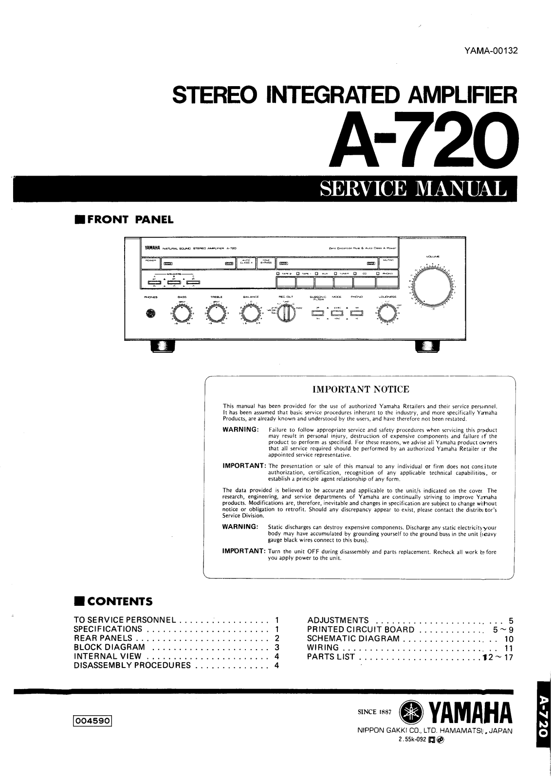 Yamaha A-720 Service manual