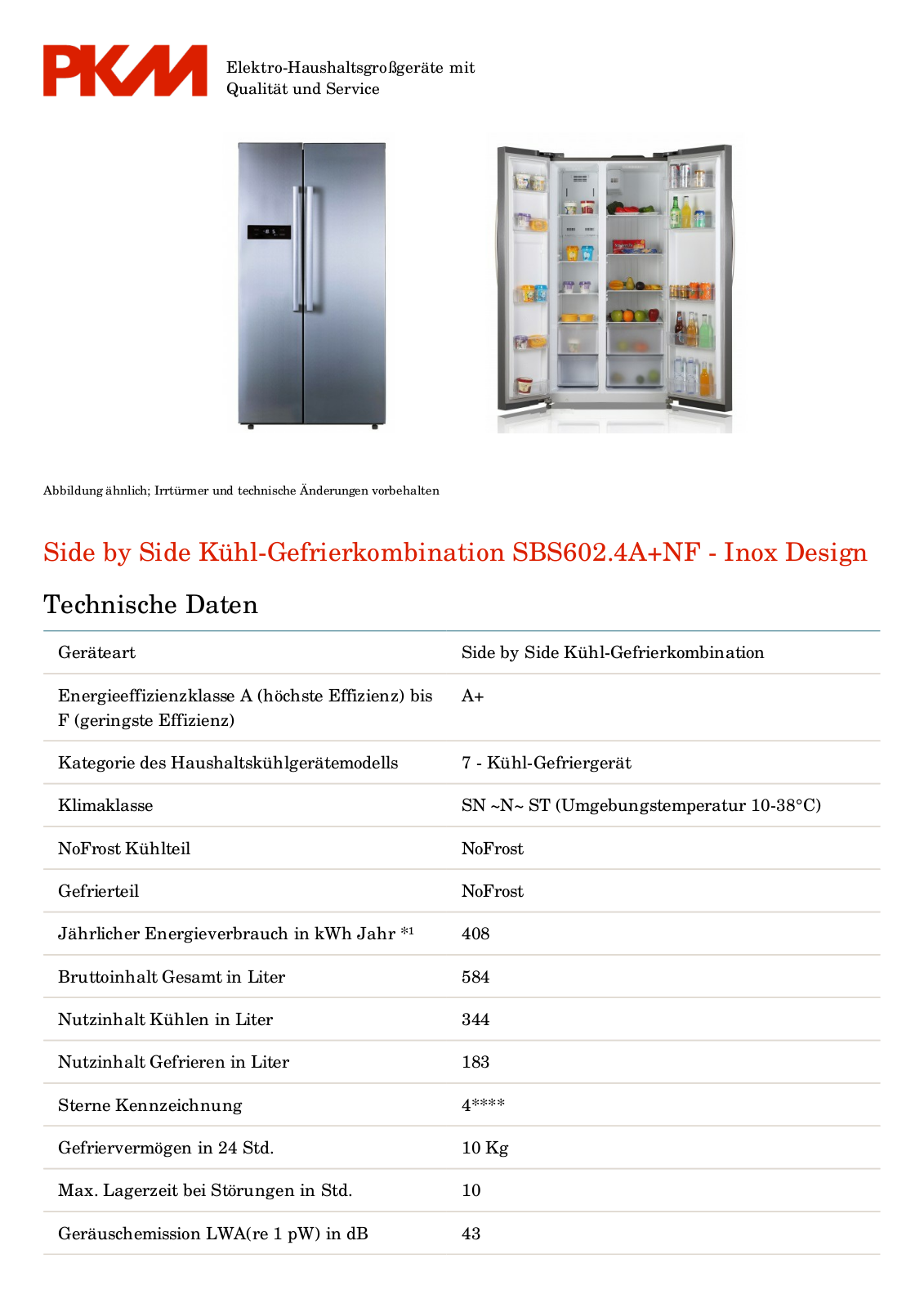 PKM SBS602.4A+NF User Manual