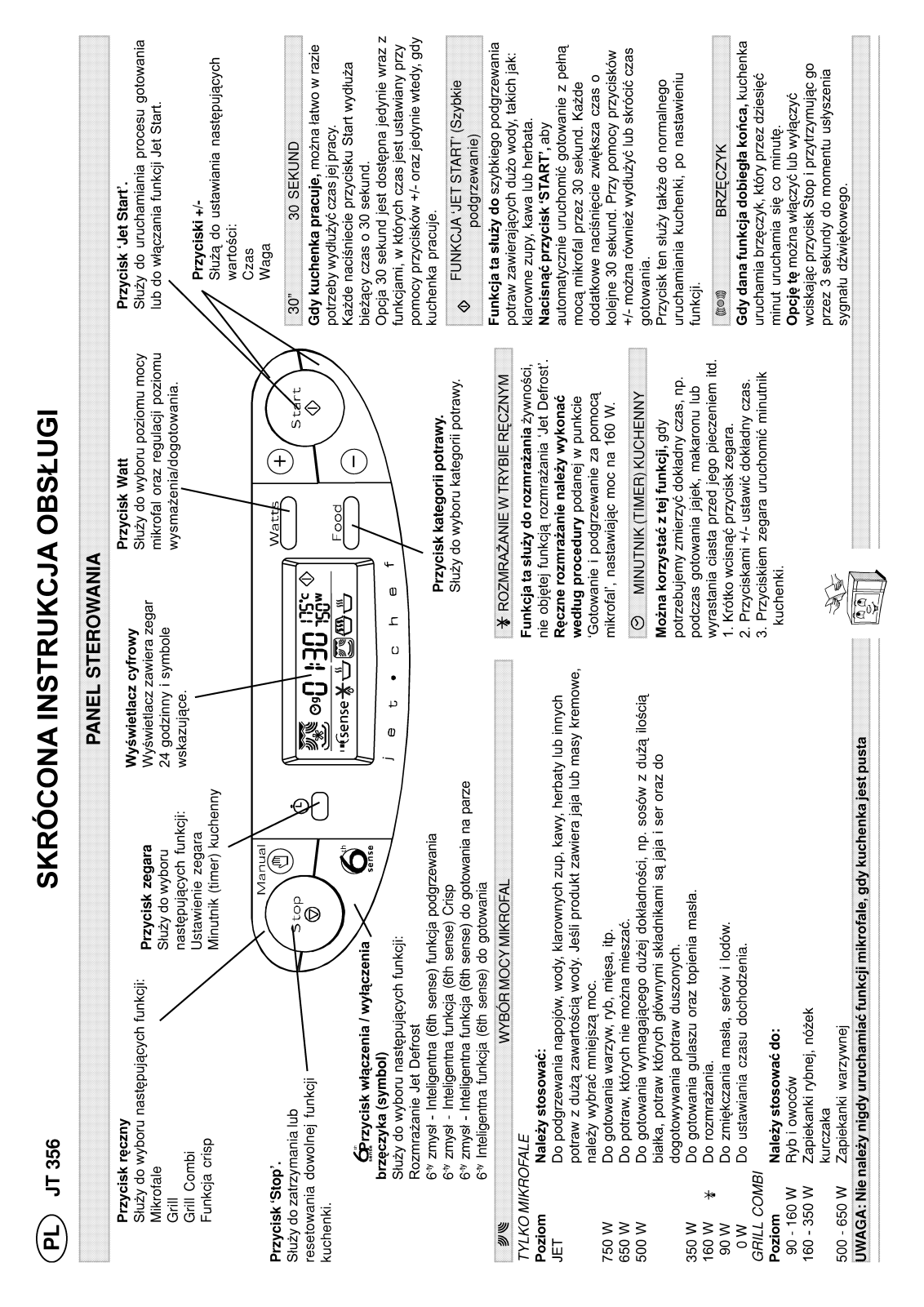 Whirlpool JT 356 alu, JT 356 black, JT 355/Alu Quick reference guide