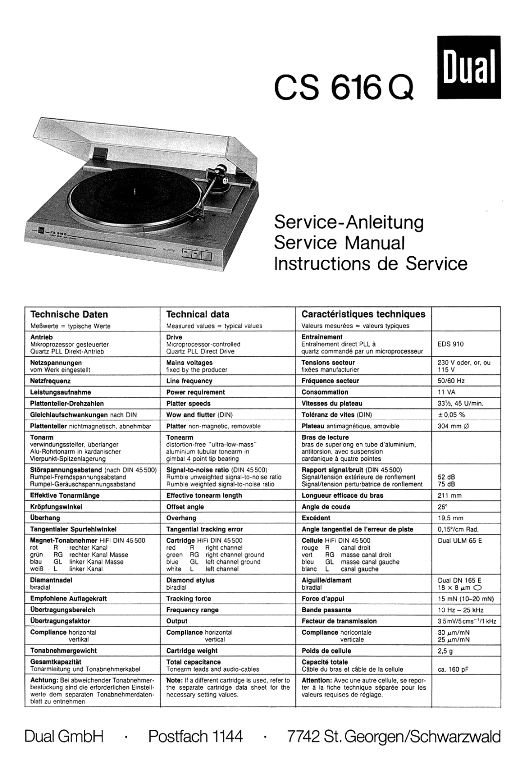 Dual CS-616-Q Service manual